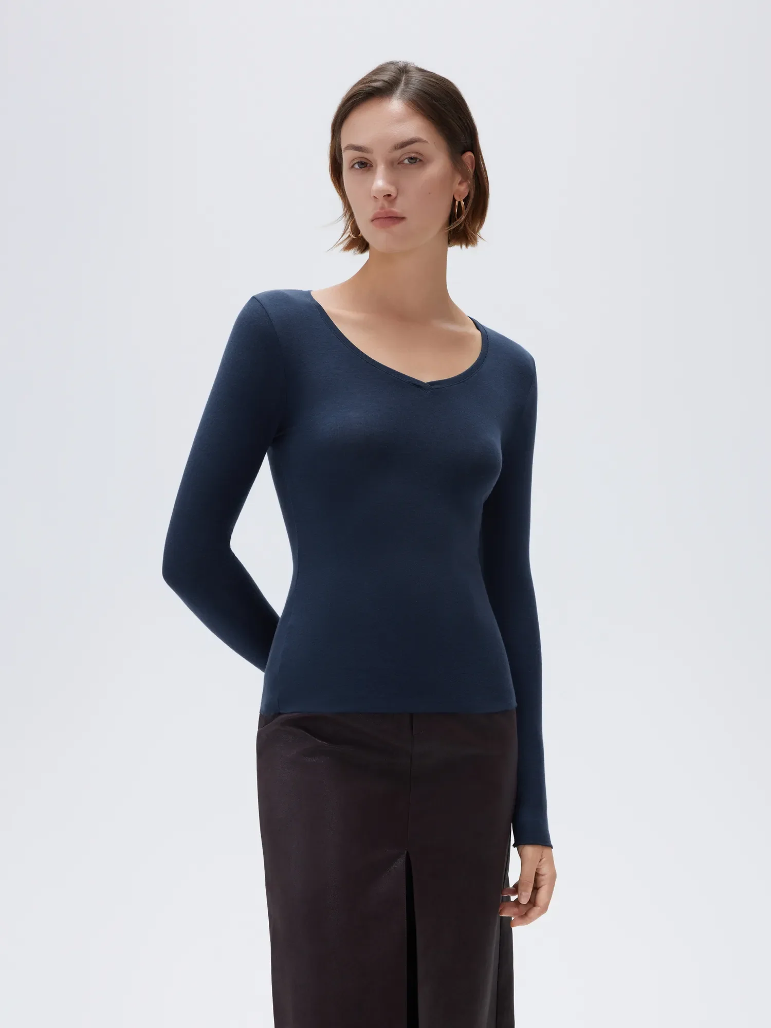 Cloud Cashmere V Neck Shirt - Long Sleeve - Image 39