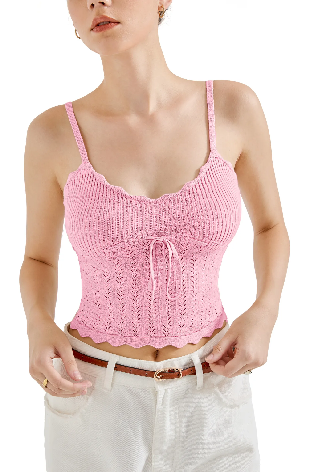 Crochet Cami V Neck Tank Top - Image 11