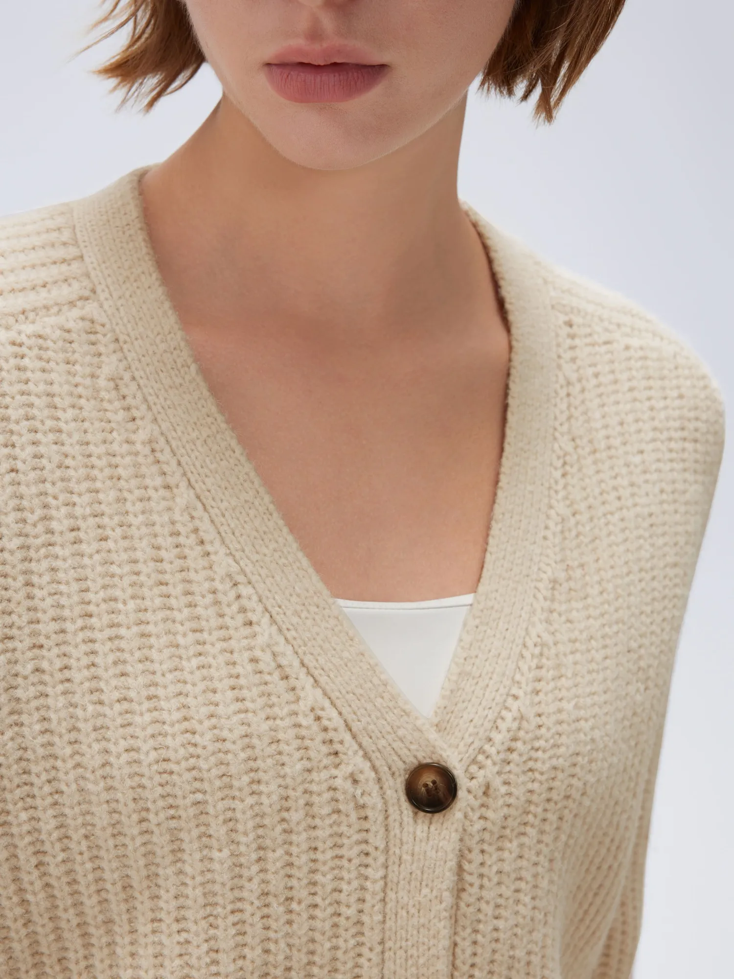Deep V Neck Button Down Sweater - Image 4