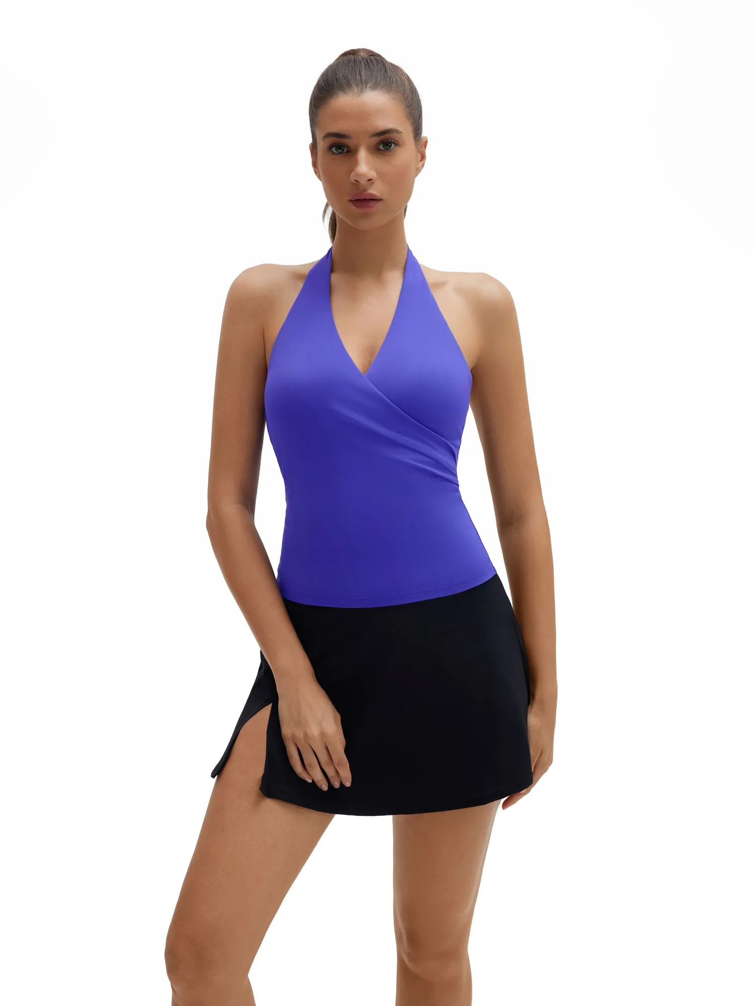 Halter Deep V Neck Wrap Workout Tank Tops - Image 24