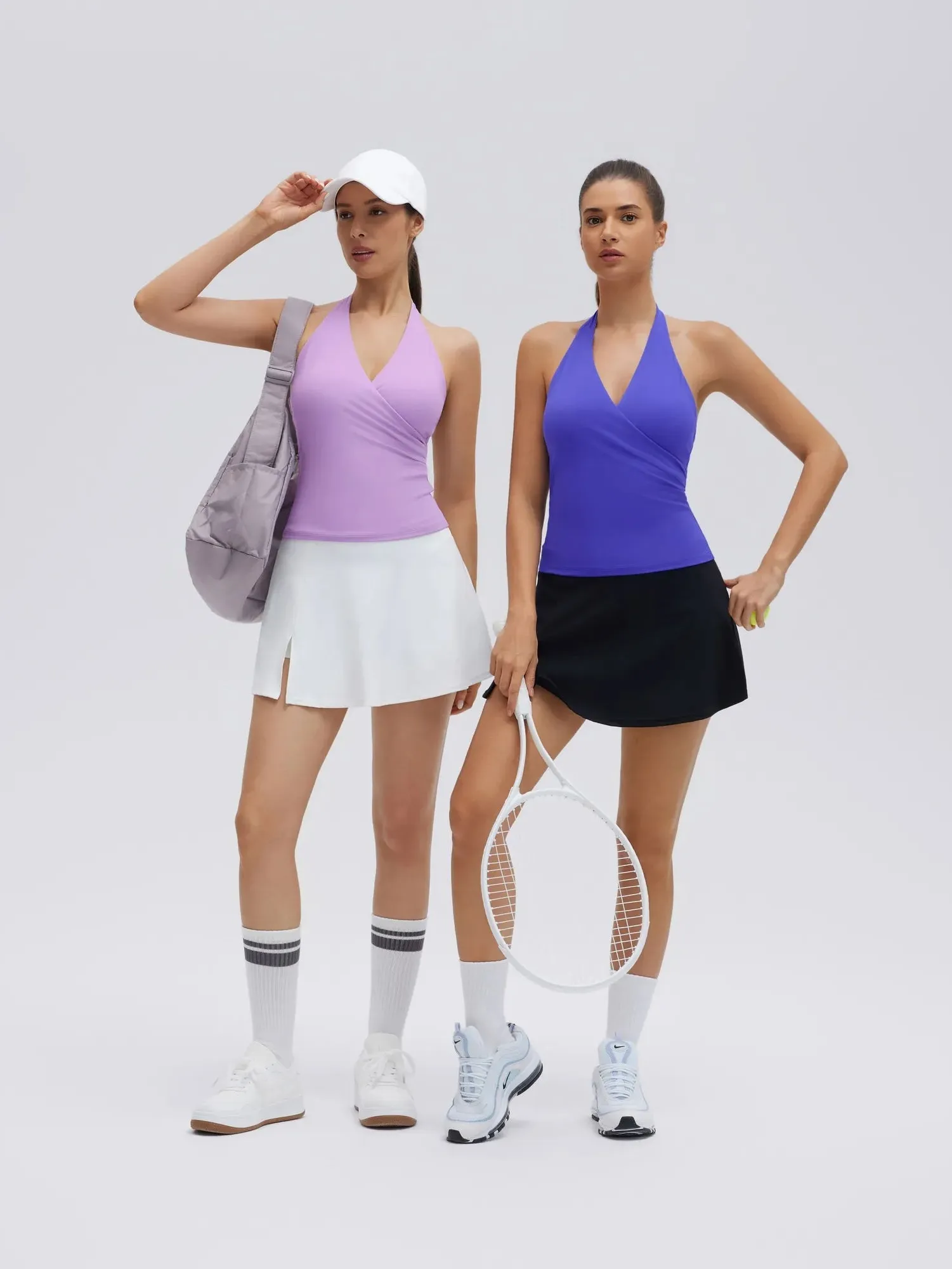 Halter Deep V Neck Wrap Workout Tank Tops - Image 26