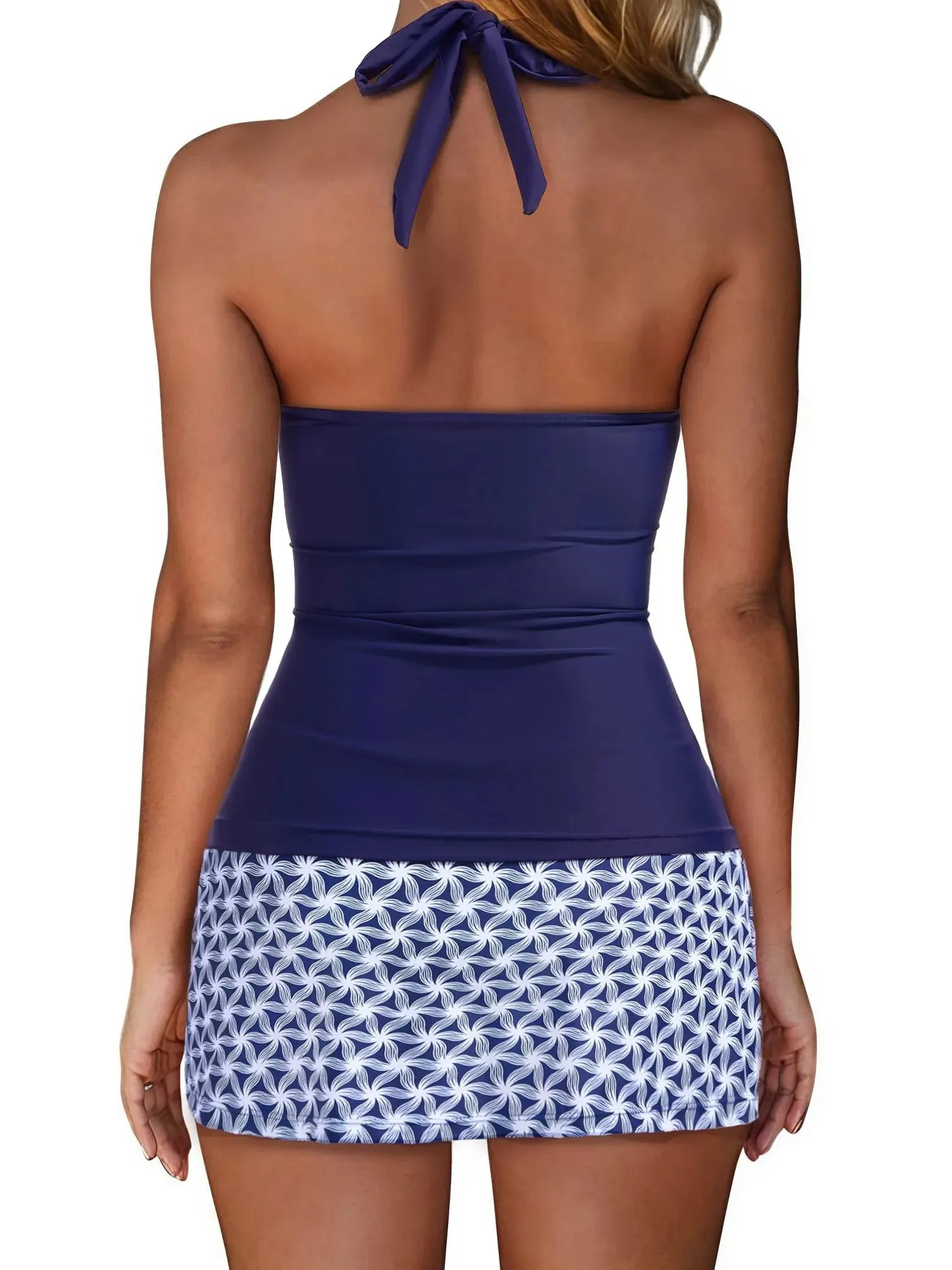 Halter Tankini Skirt Swimsuit - Image 12