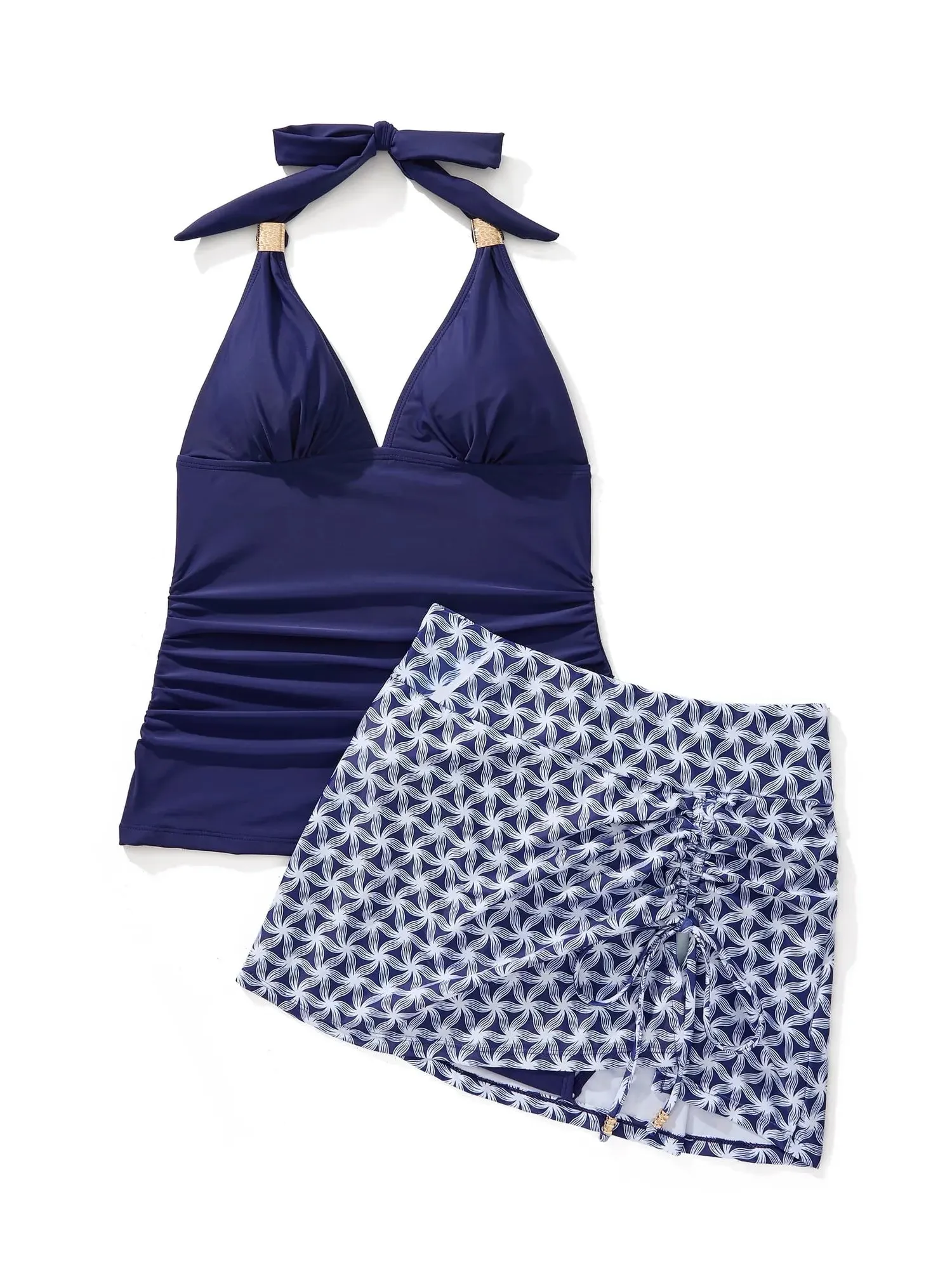 Halter Tankini Skirt Swimsuit - Image 17
