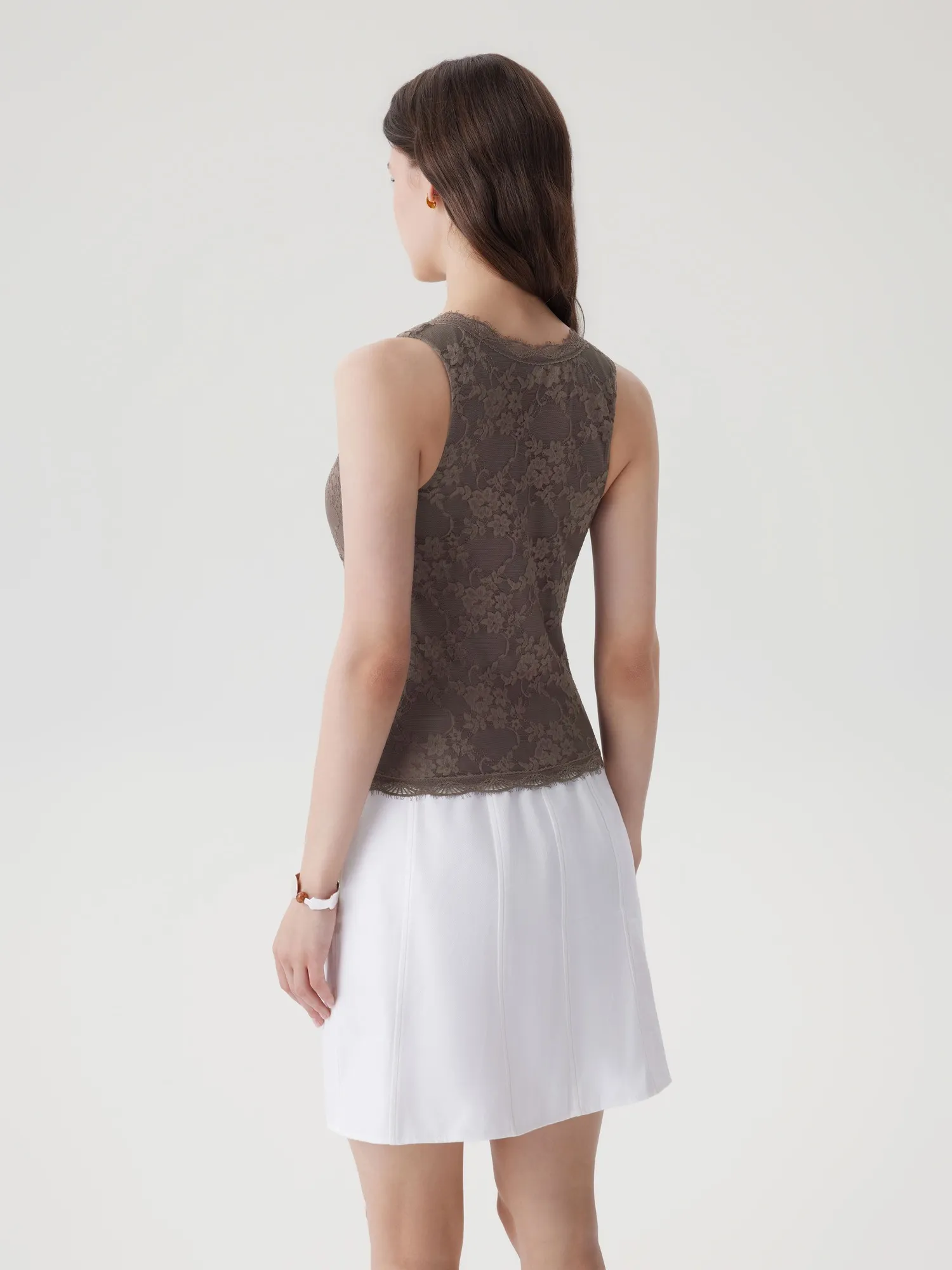 Lace Double Lined Lace V Neck Tank Top - Image 16