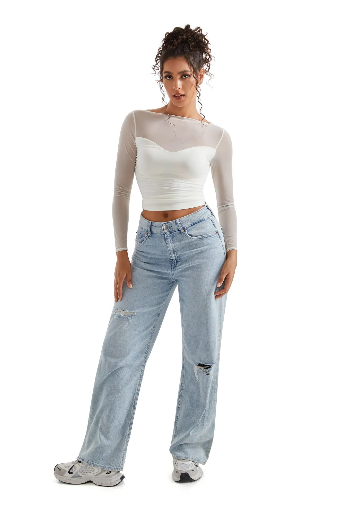 Mesh Boat Neck Shirt - Long Sleeve - Image 11