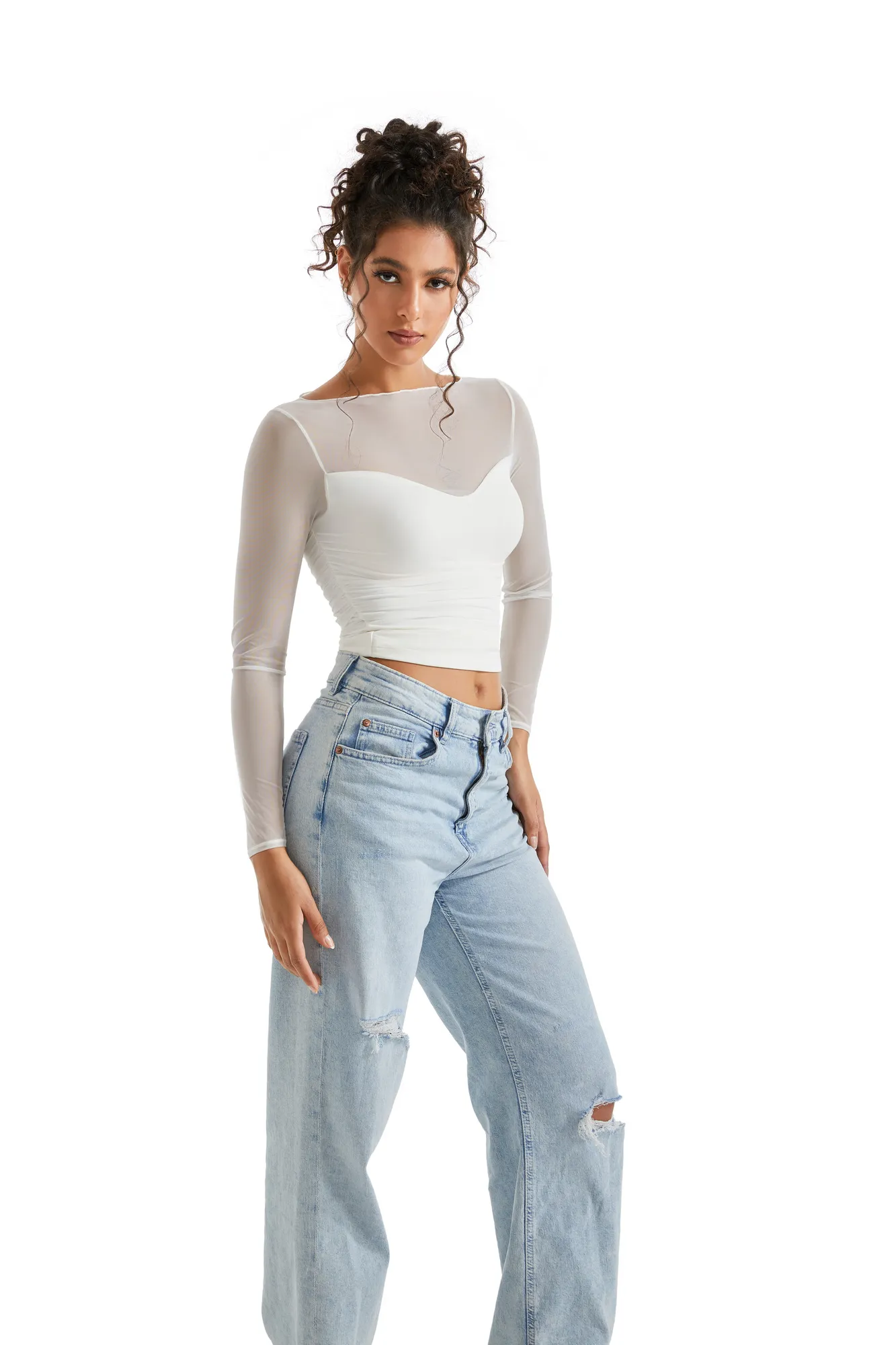 Mesh Boat Neck Shirt - Long Sleeve - Image 16