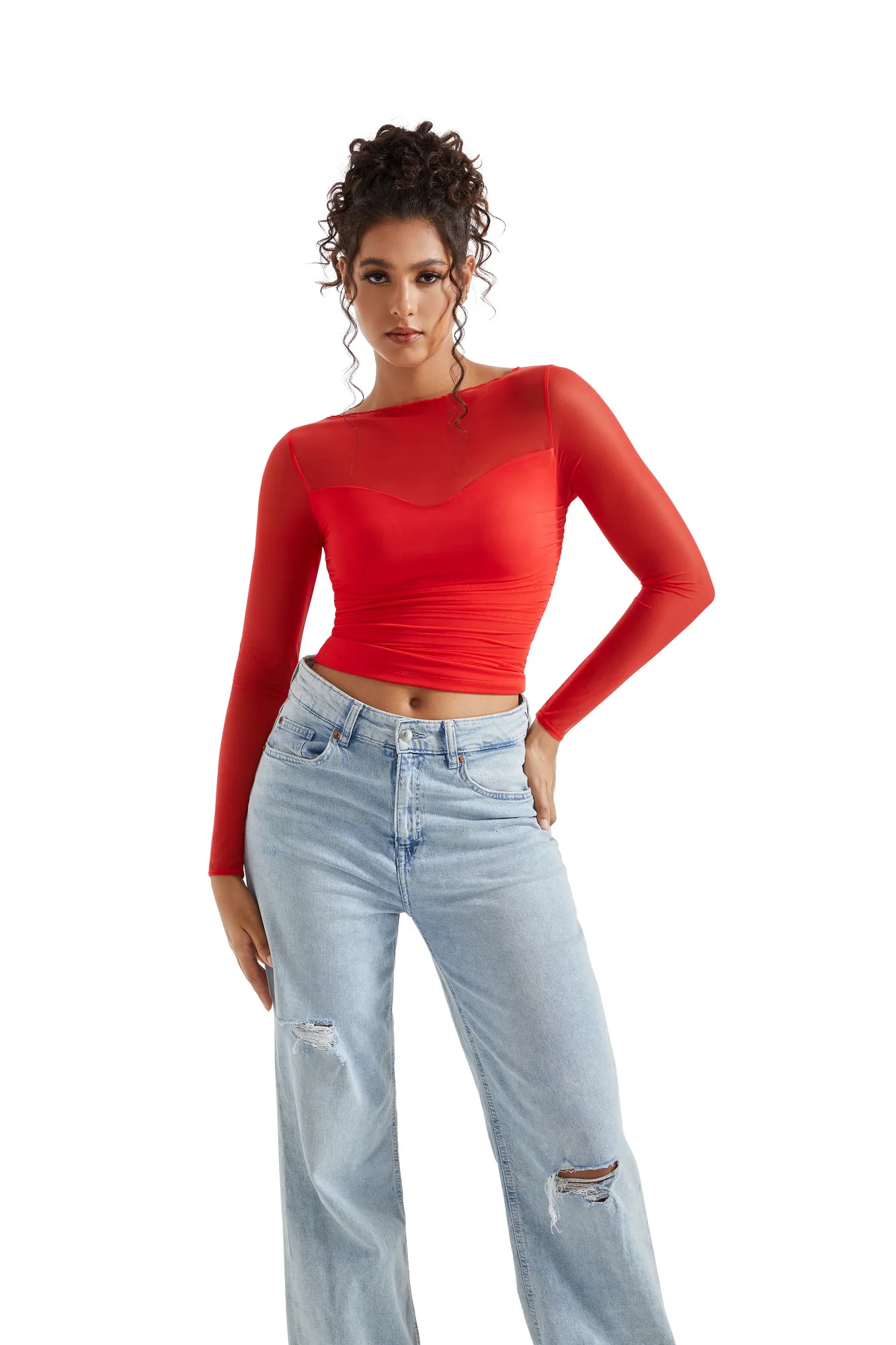 Mesh Boat Neck Shirt - Long Sleeve - Image 6