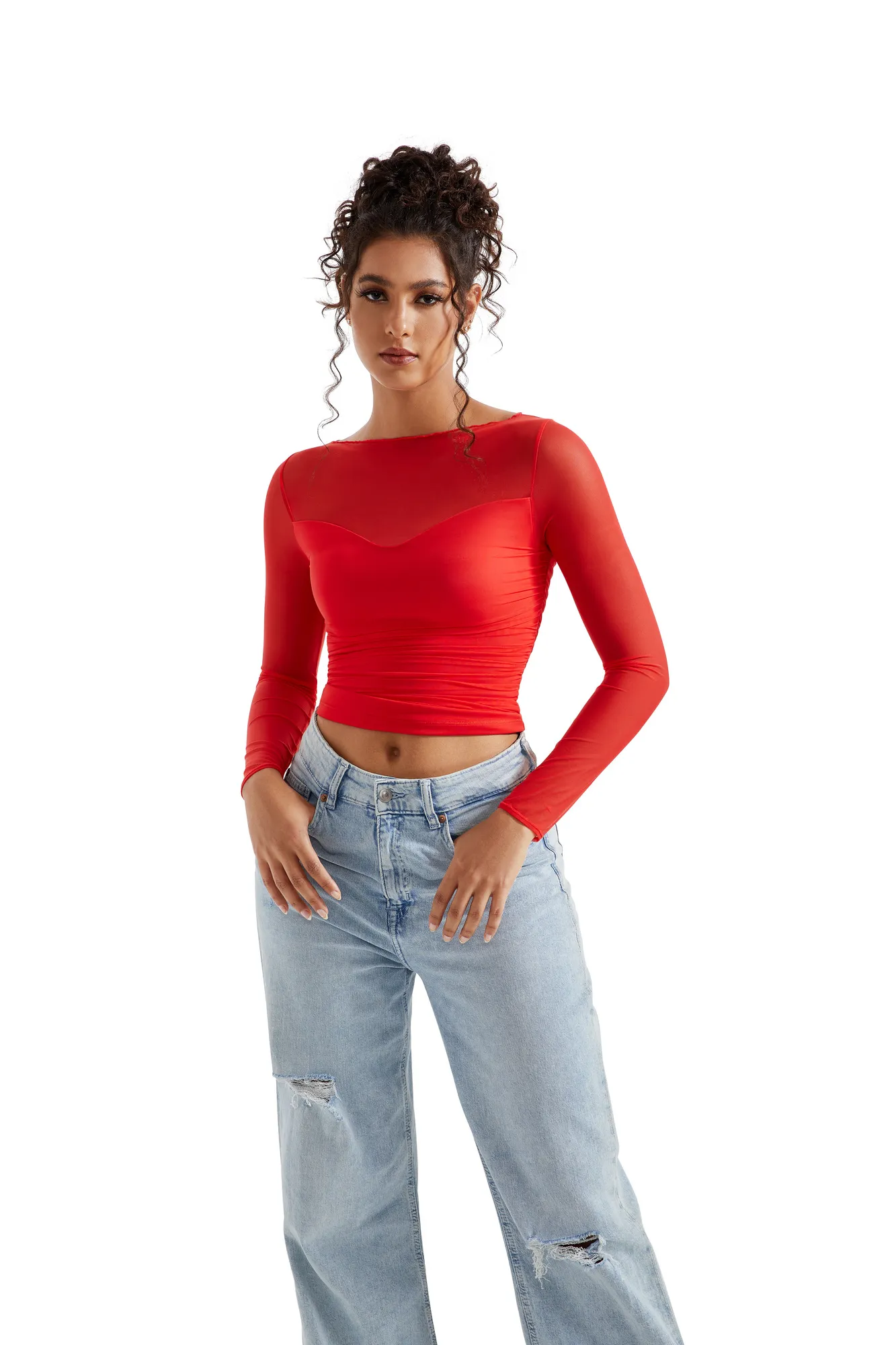 Mesh Boat Neck Shirt - Long Sleeve - Image 8