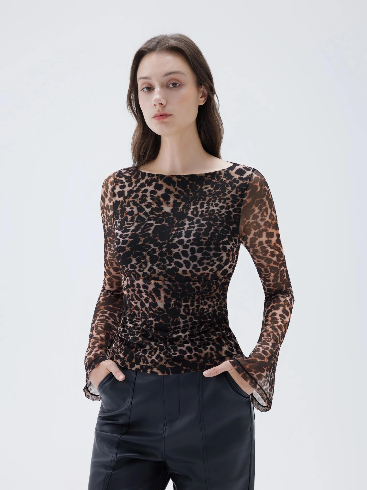 Mesh Boat Neck Shirt - Bell Long Sleeve - Image 20