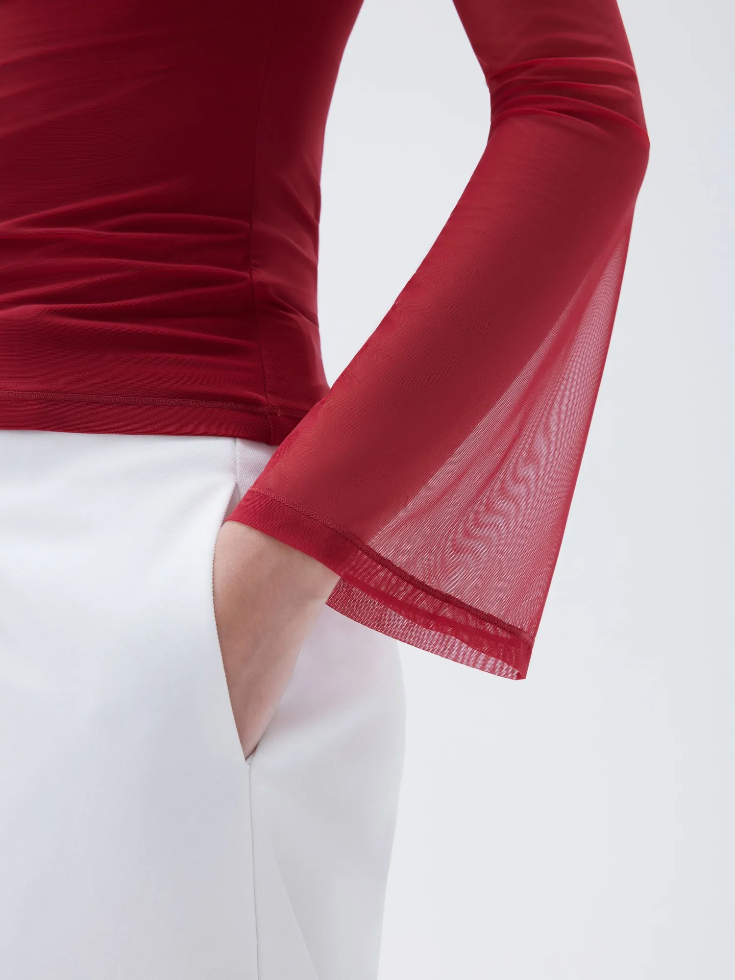 Mesh Boat Neck Shirt - Bell Long Sleeve - Image 27