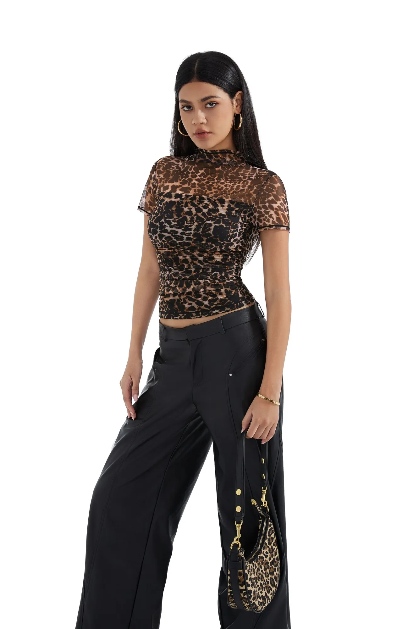 Mesh Mock Neck Shirt - Image 36