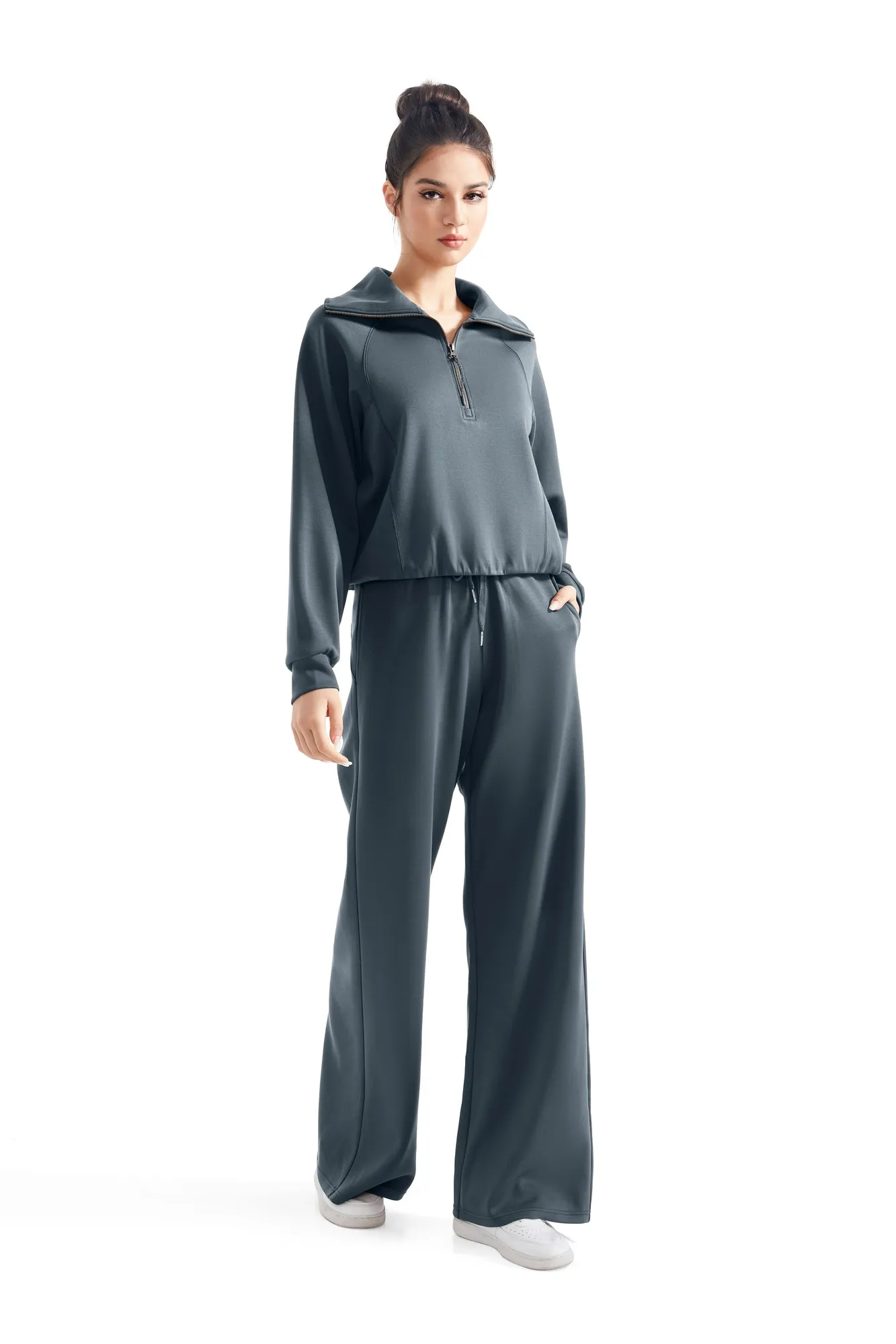 Modal Half Zip Collar Lounge Set - Image 15