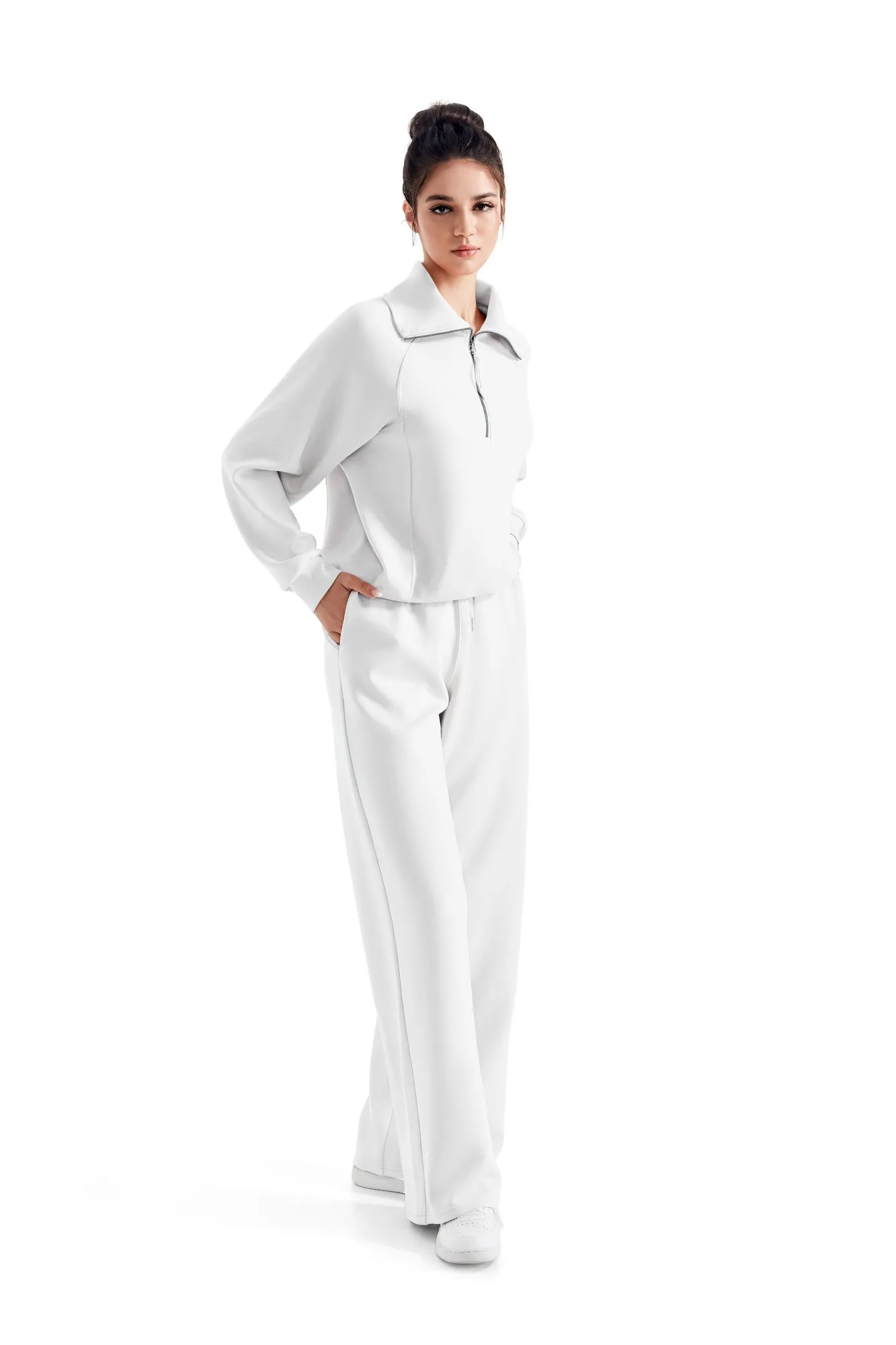 Modal Half Zip Collar Lounge Set - Image 40