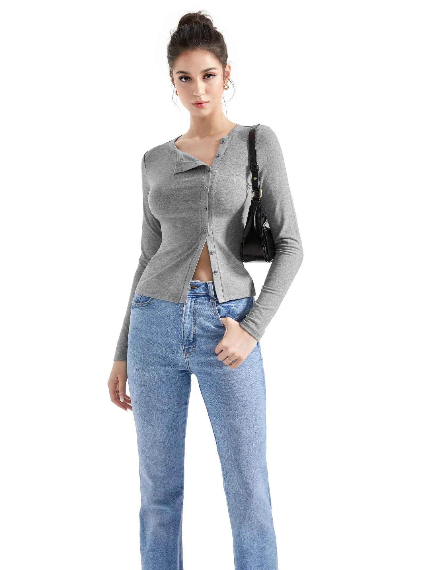 Ribbed Button Down Shirt - Long Sleeve - Image 15