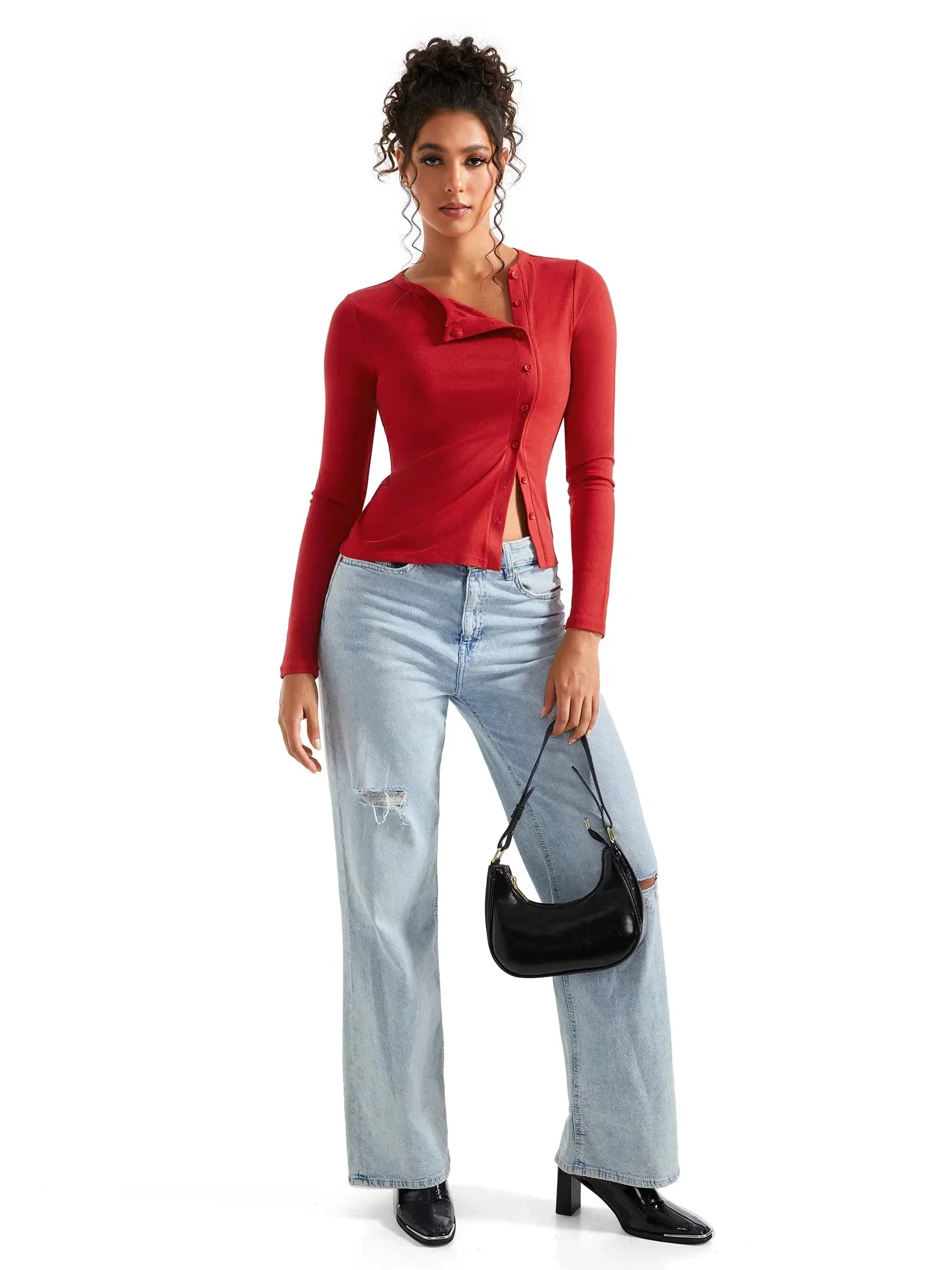Ribbed Button Down Shirt - Long Sleeve - Image 6