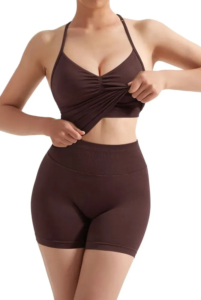 Ribbed Halter Backless Workout Set - Image 14