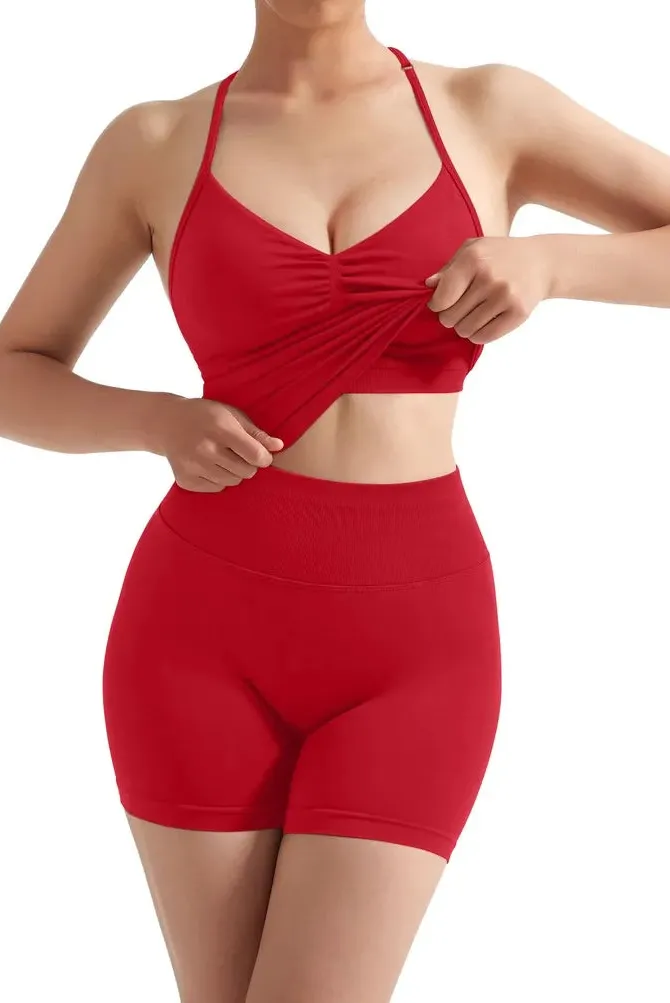 Ribbed Halter Backless Workout Set - Image 20
