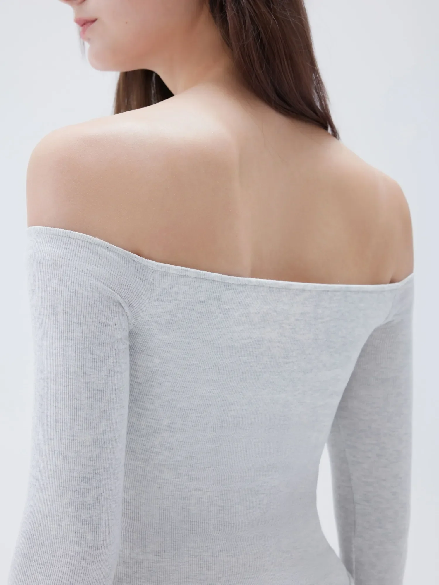 Ribbed Padded Off Shoulder Shirt - Long Sleeve - Image 18