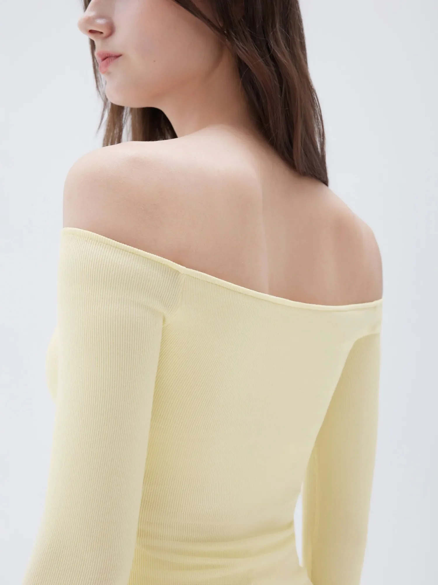 Ribbed Padded Off Shoulder Shirt - Long Sleeve - Image 39