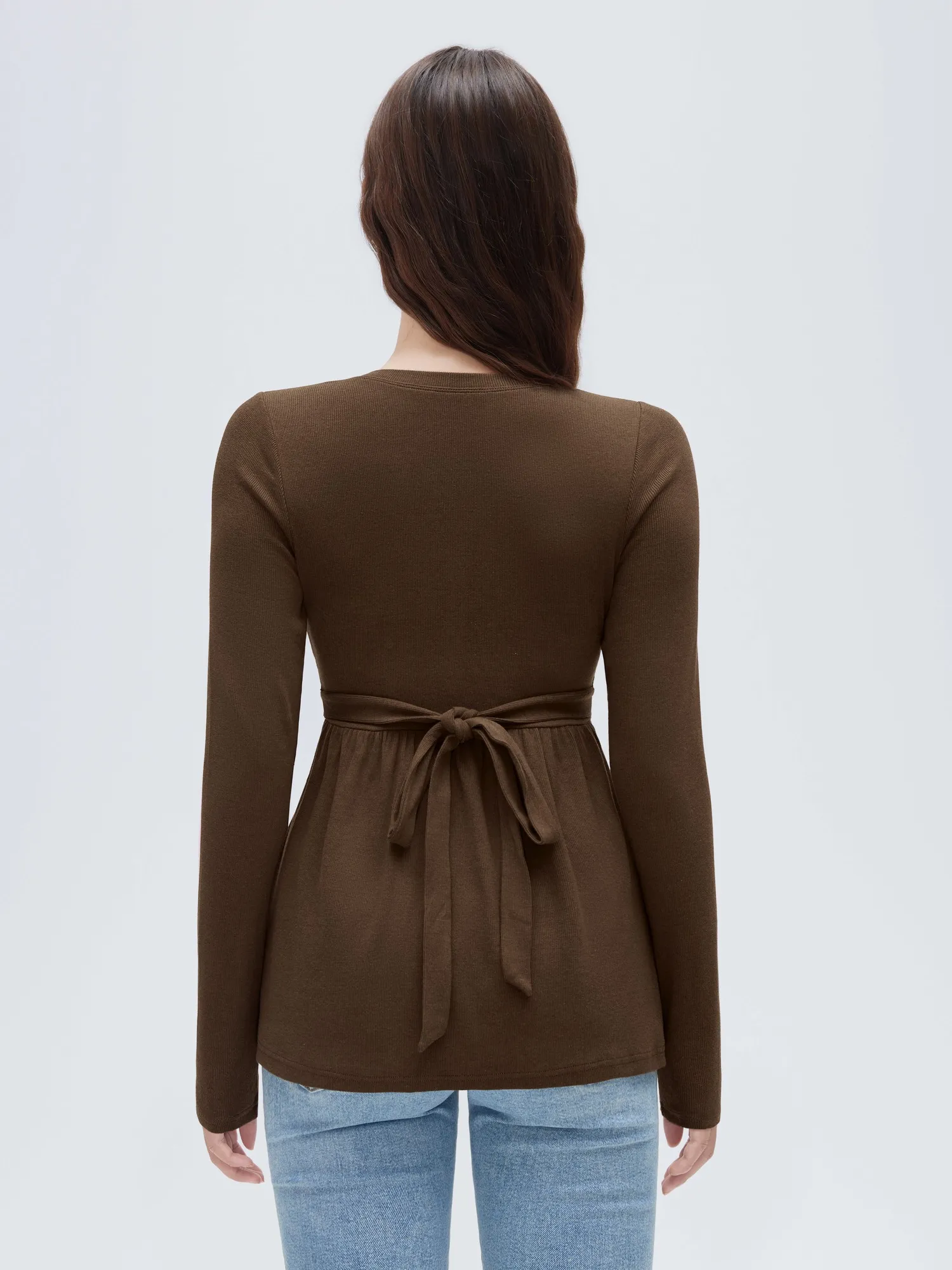 Ribbed Peplum Tunic Shirt - Long Sleeve - Image 10