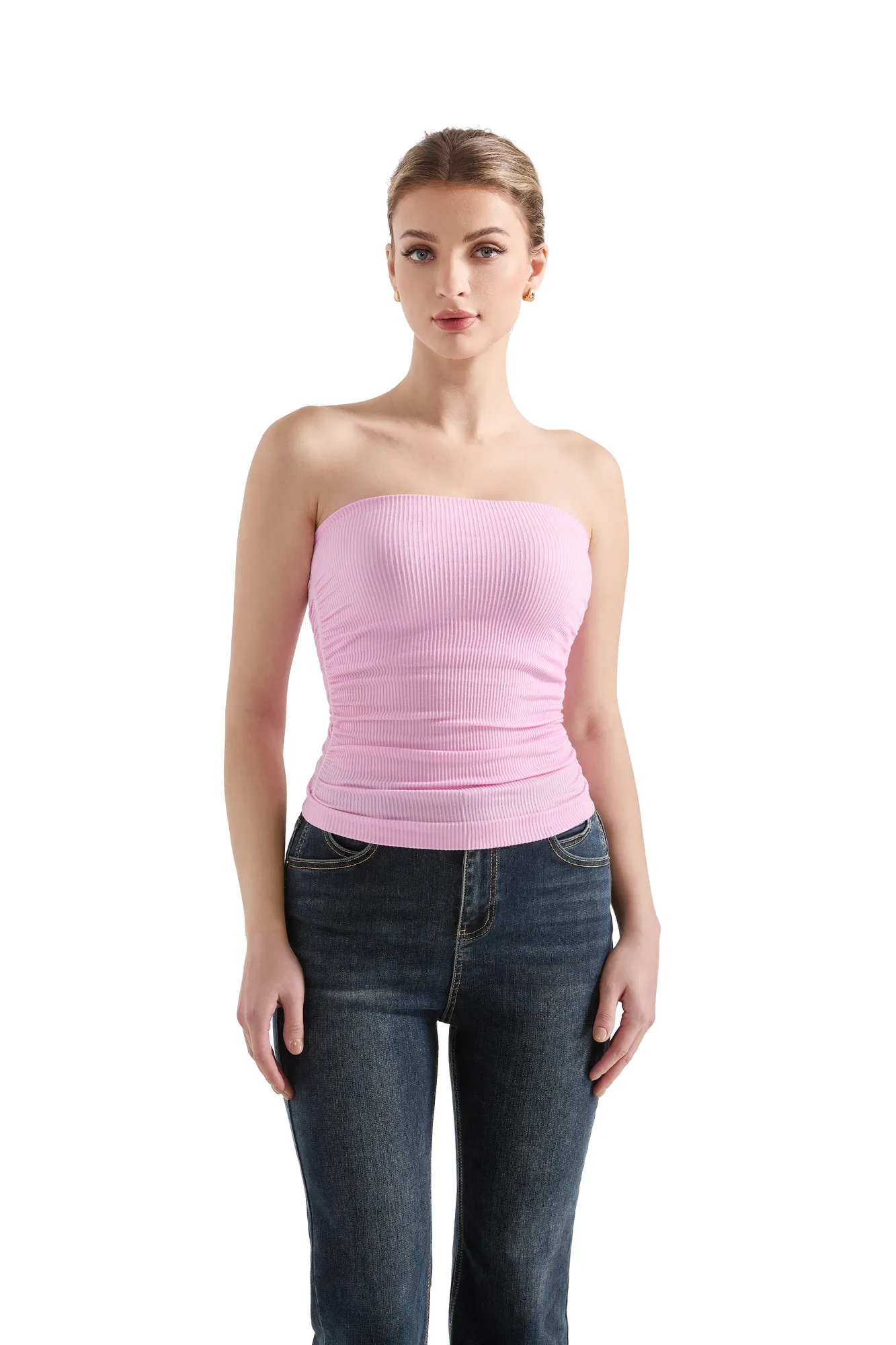 Ribbed Ruched Tube Top - Image 13