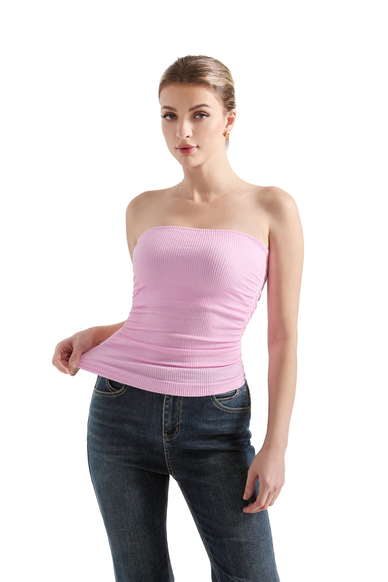 Ribbed Ruched Tube Top - Image 16