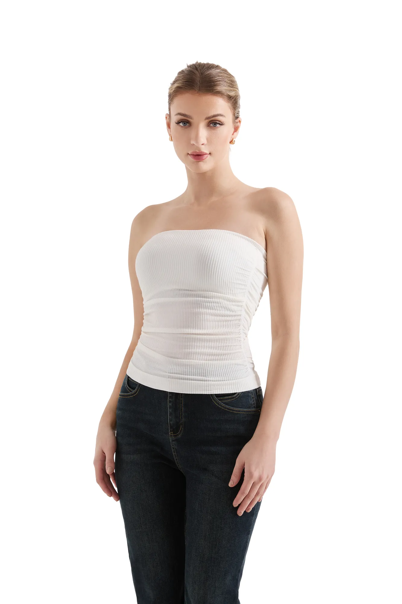 Ribbed Ruched Tube Top - Image 19