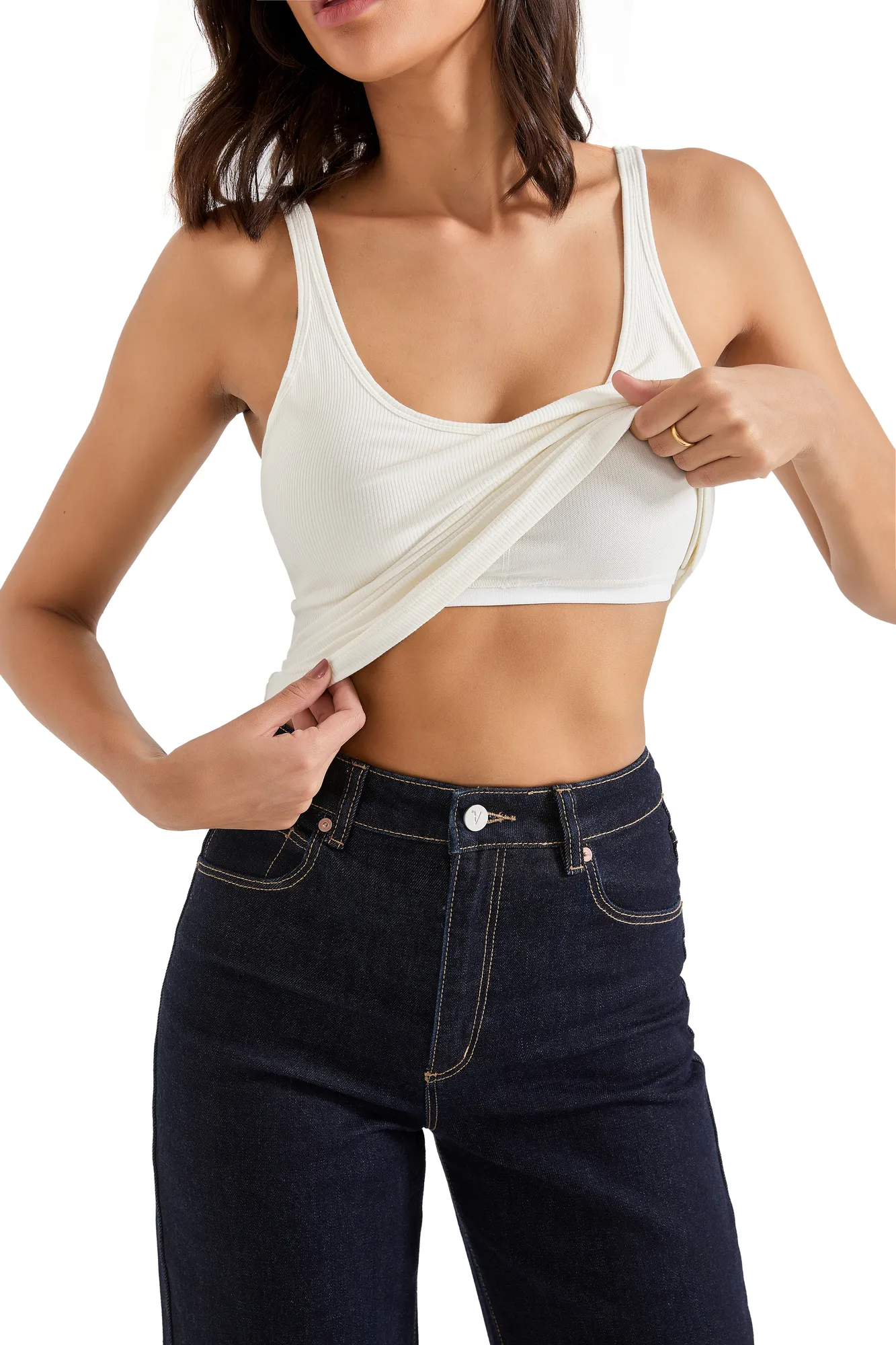 Cotton Ribbed U Neck Tank Top - Image 18