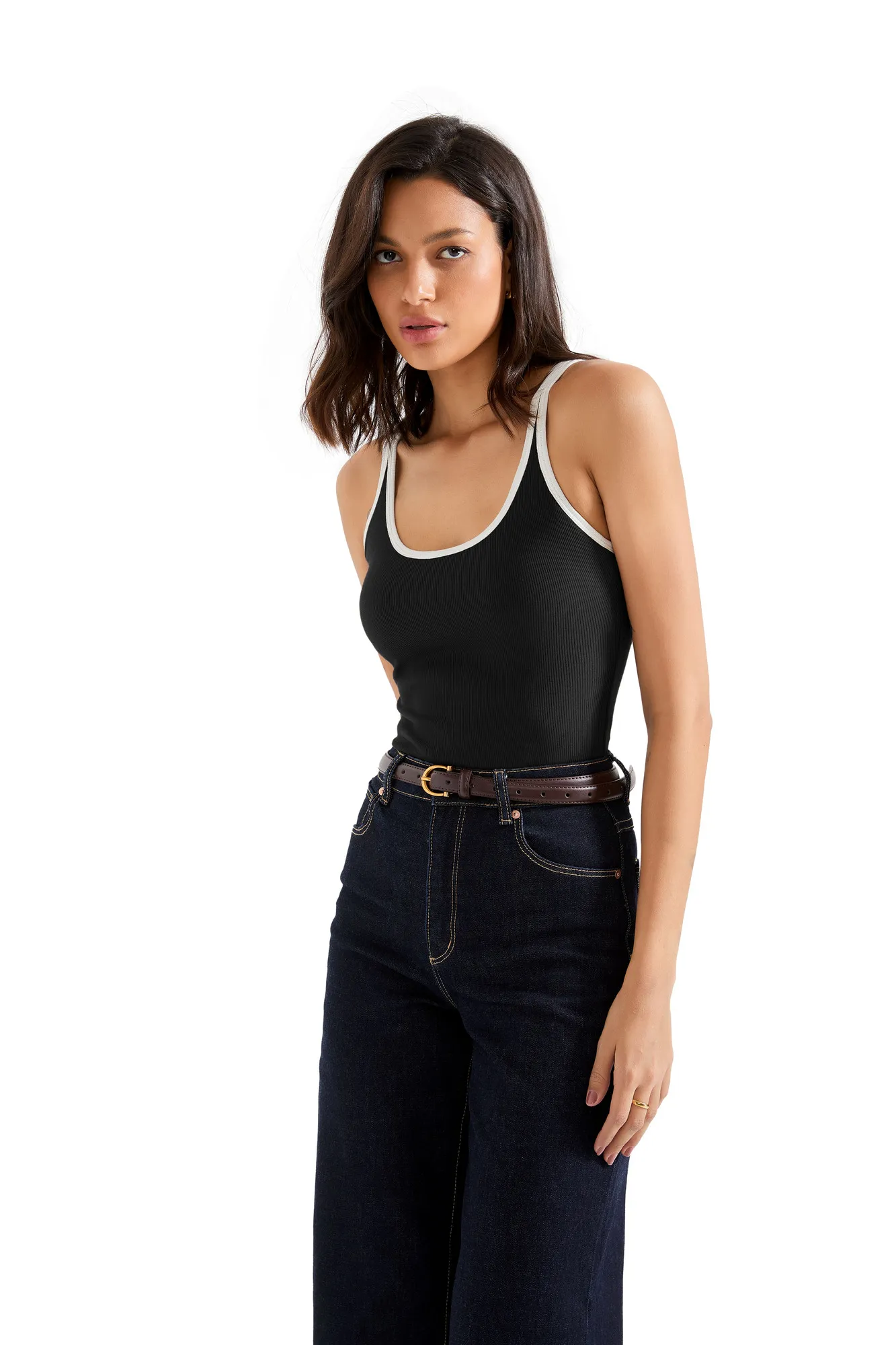 Cotton Ribbed U Neck Tank Top - Image 21