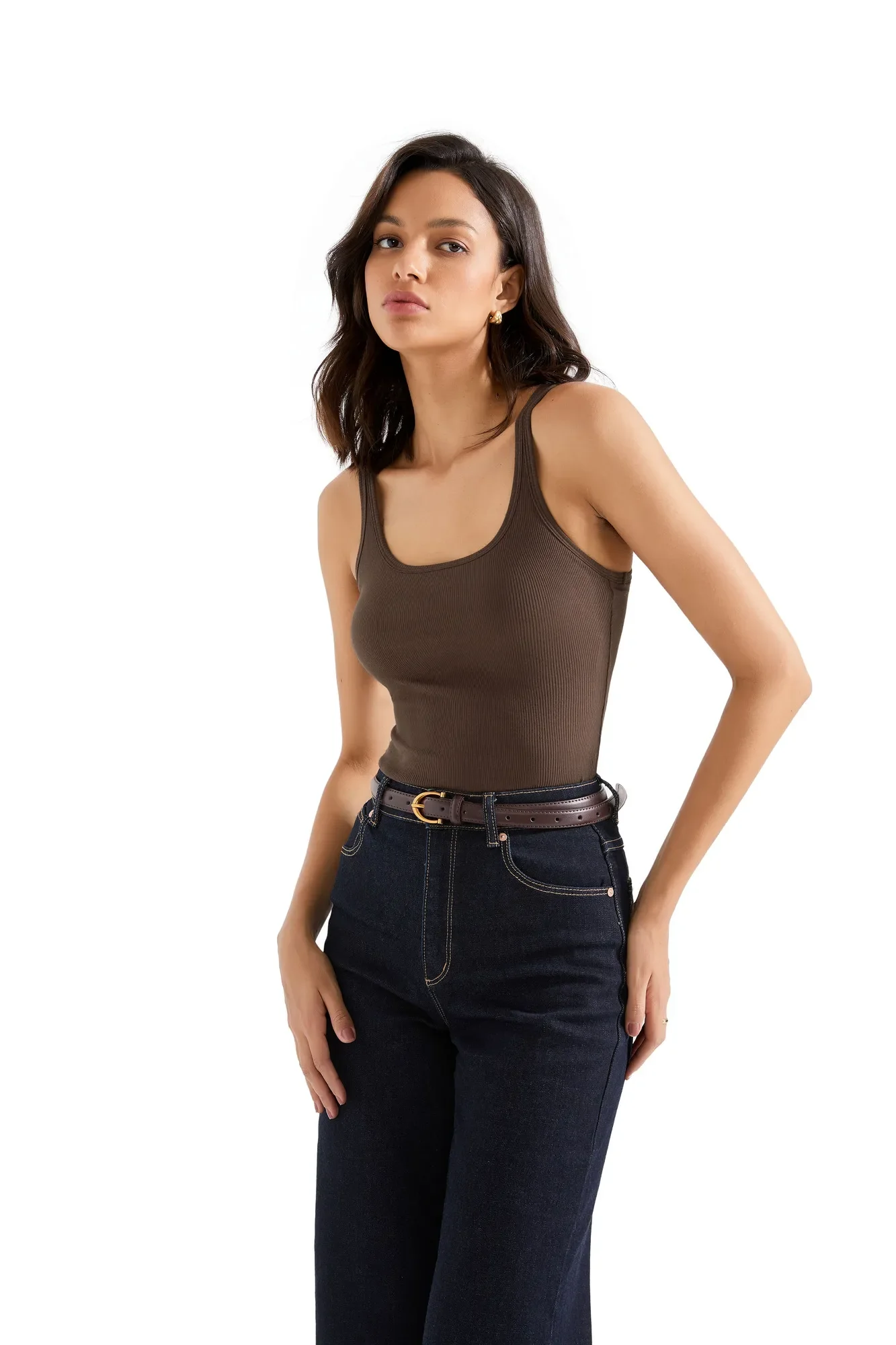 Cotton Ribbed U Neck Tank Top - Image 29