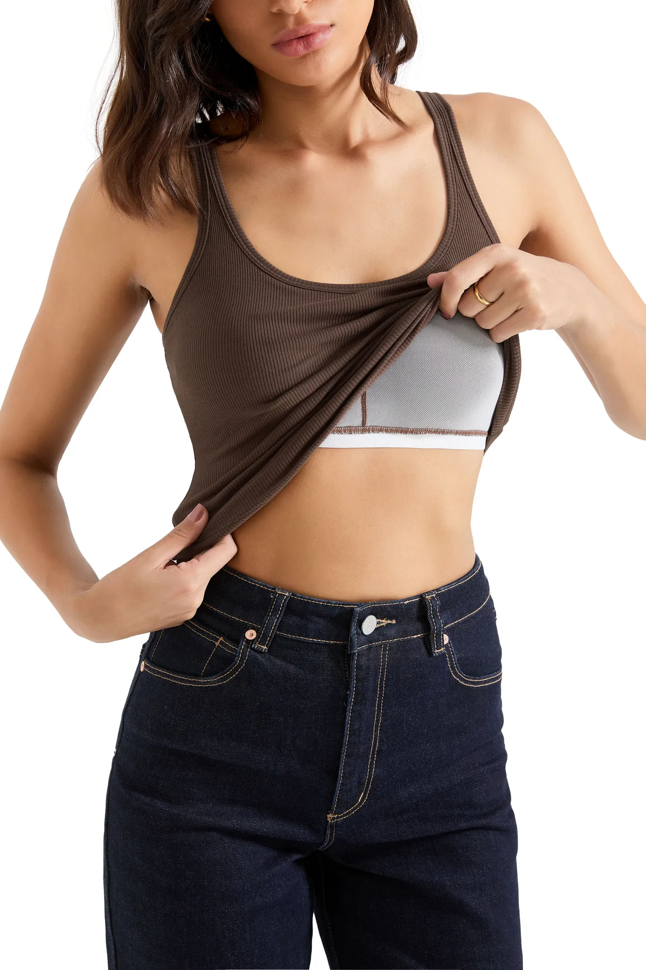 Cotton Ribbed U Neck Tank Top - Image 30