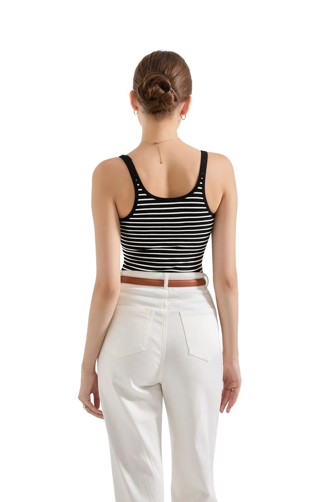 Cotton Ribbed U Neck Tank Top - Image 54