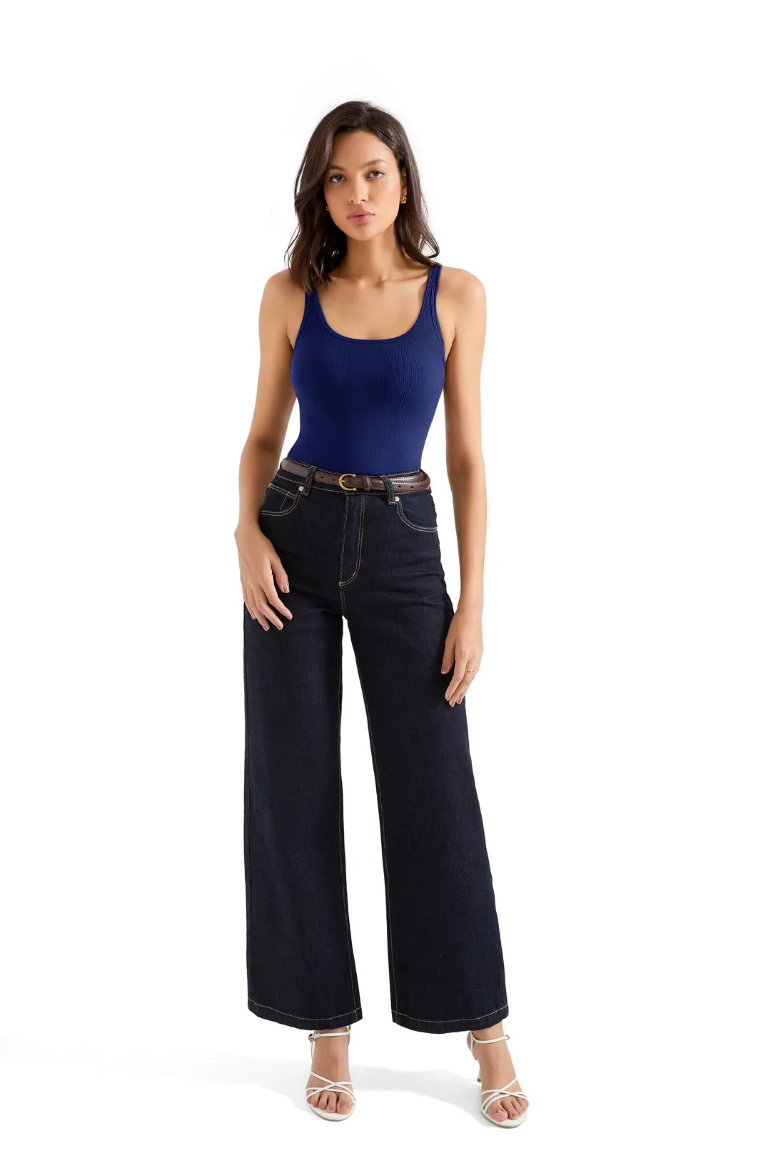 Cotton Ribbed U Neck Tank Top - Image 70