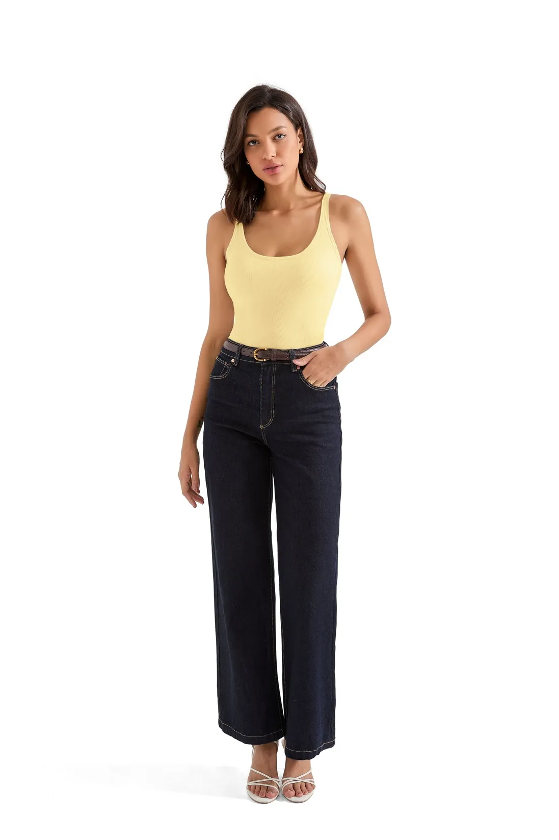 Cotton Ribbed U Neck Tank Top - Image 78