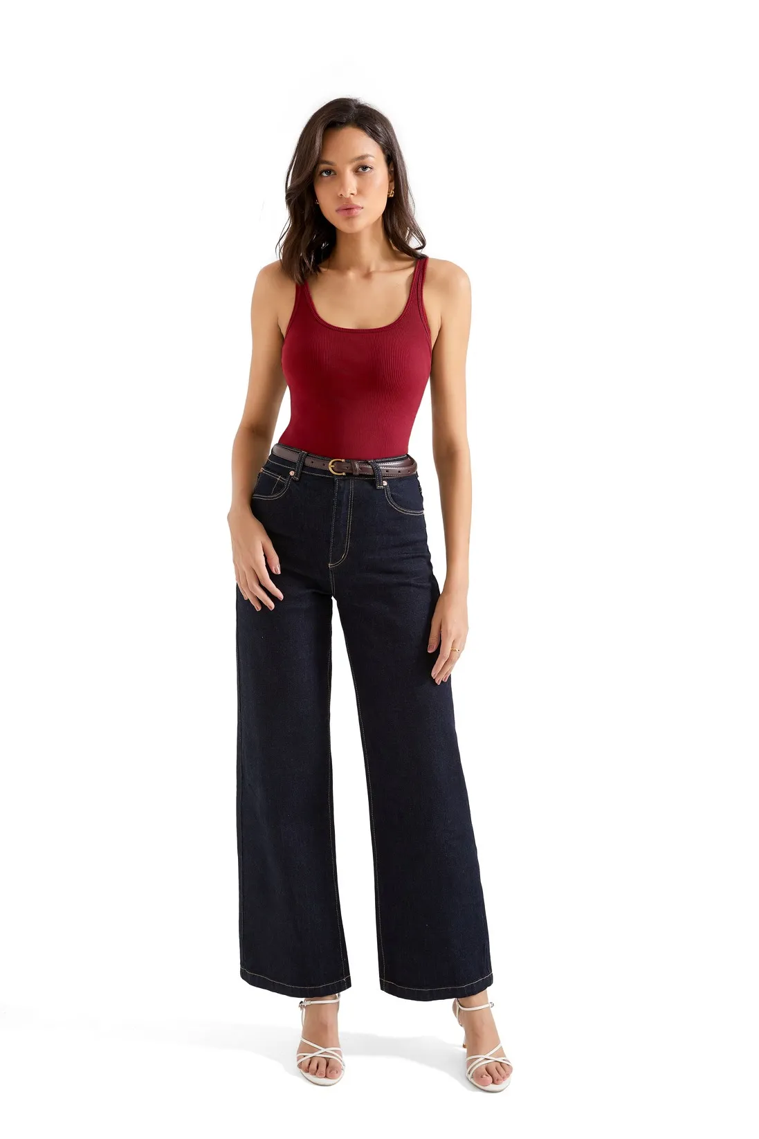 Cotton Ribbed U Neck Tank Top - Image 84