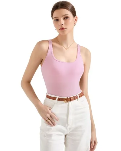 Cotton Ribbed U Neck Tank Top - Image 90