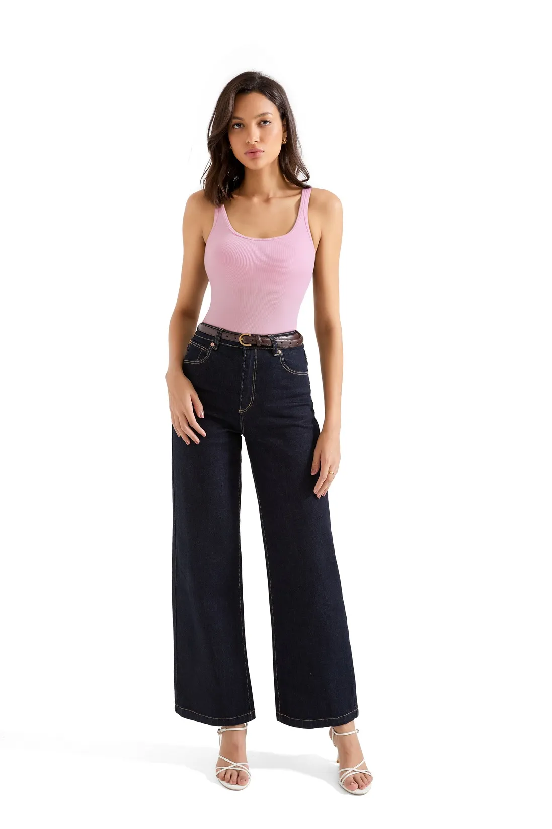 Cotton Ribbed U Neck Tank Top - Image 93