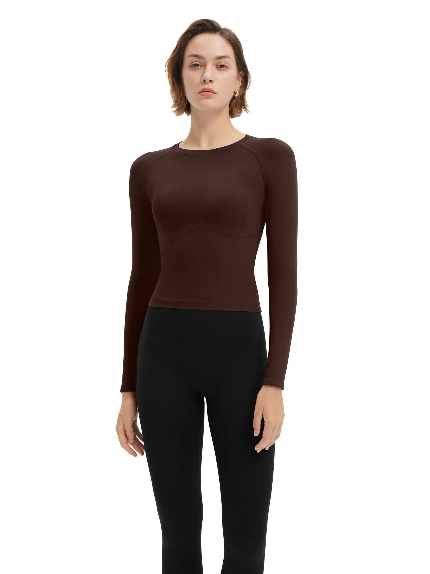 Seamless Crew Neck Workout Shirt - Long Sleeve - Image 14