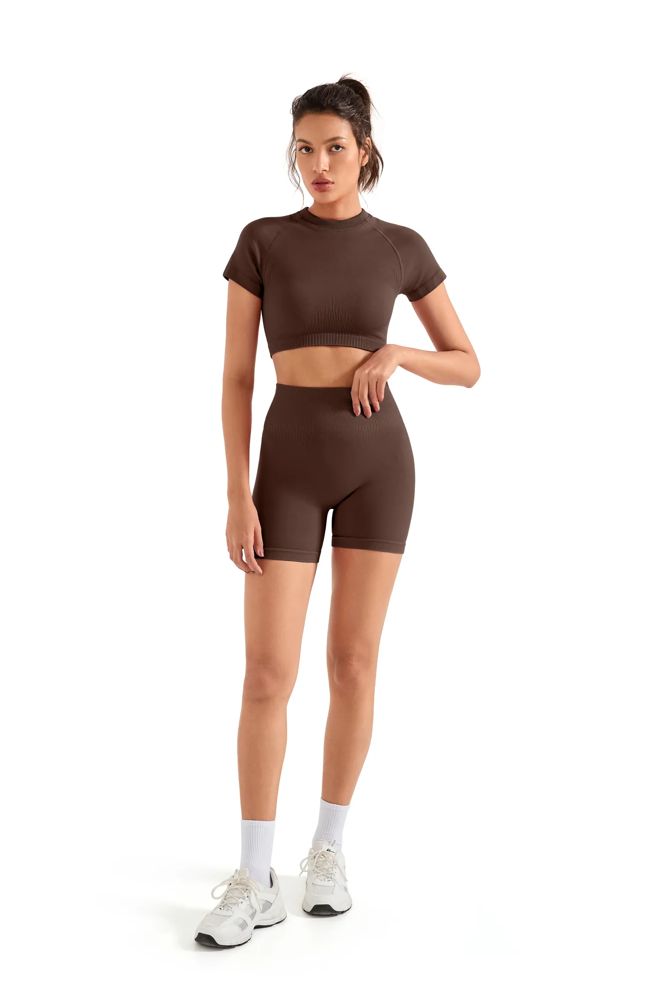Seamless Crop Top Workout Set - Image 44
