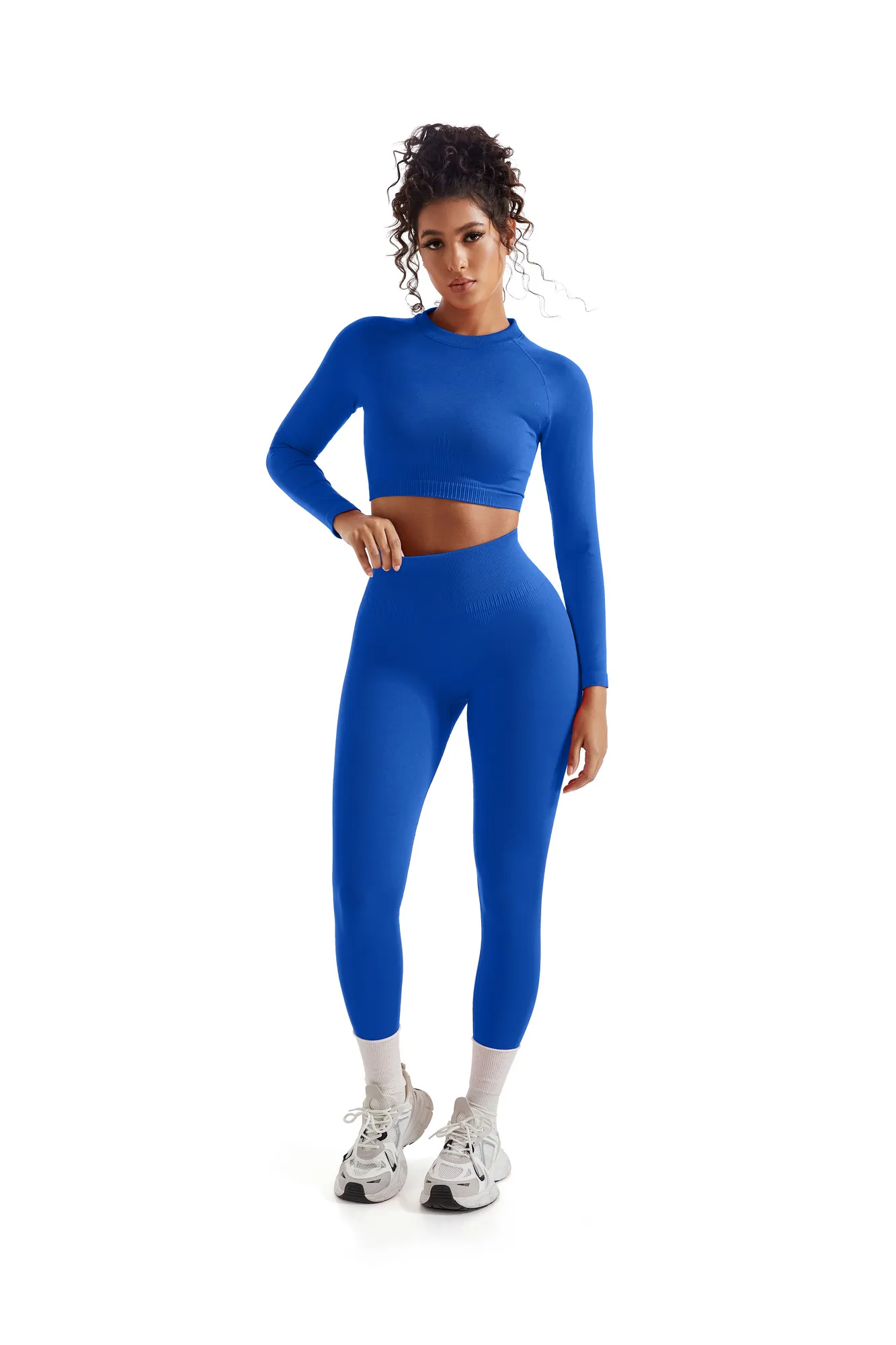 Seamless Crop Top Workout Set - Long Sleeve - Image 34