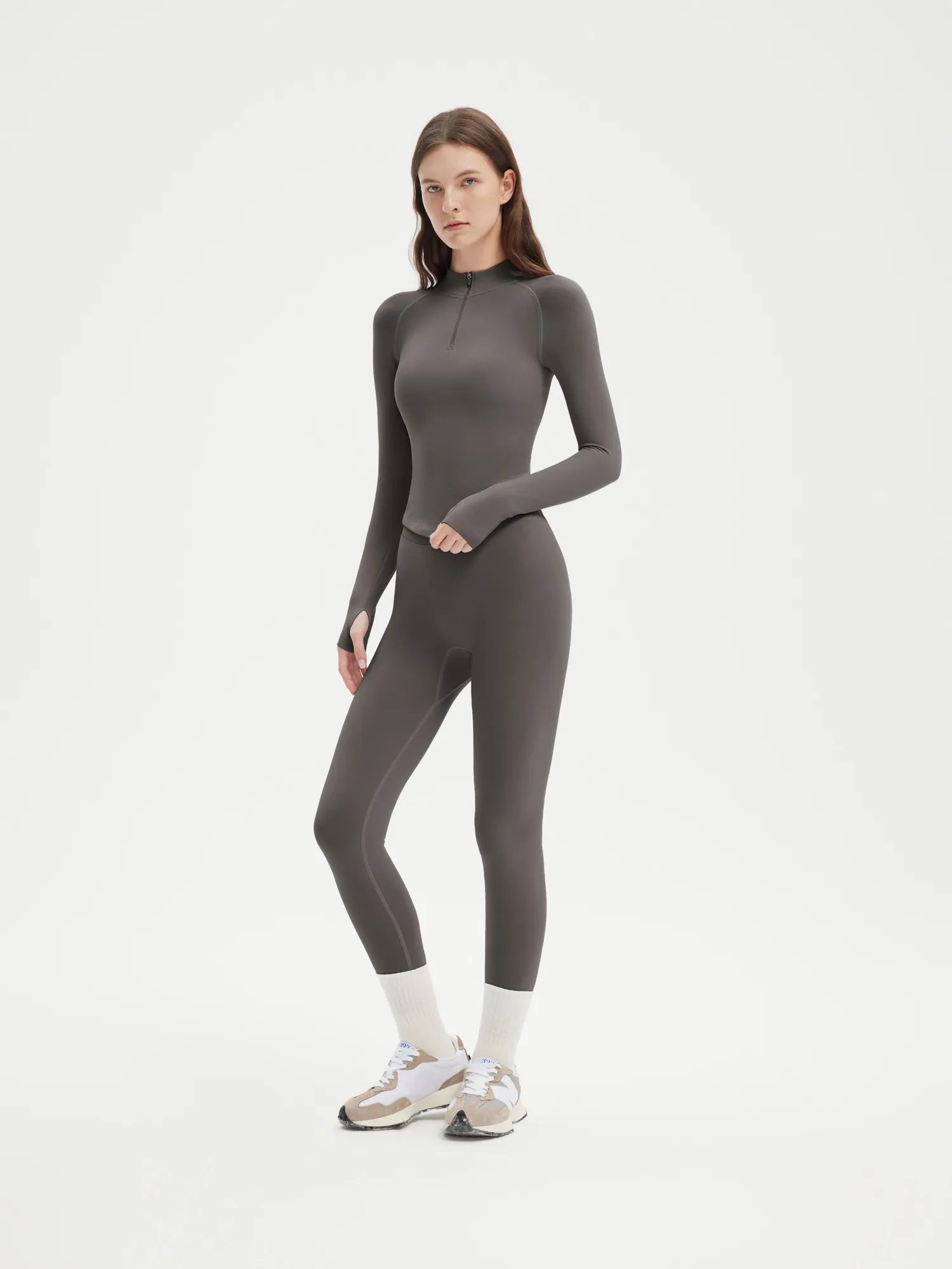 Seamless Half Zippy Jacket Workout Set - Image 13