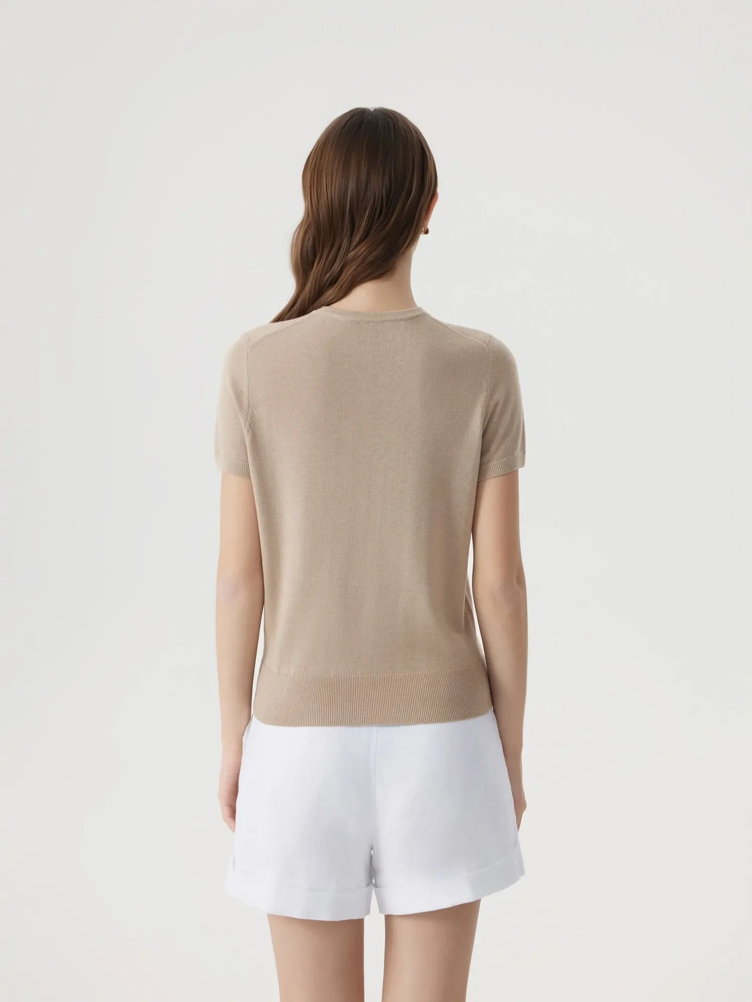 Cashmere Silk Blend Crew Neck Spring Sweater - Short Sleeve - Image 27