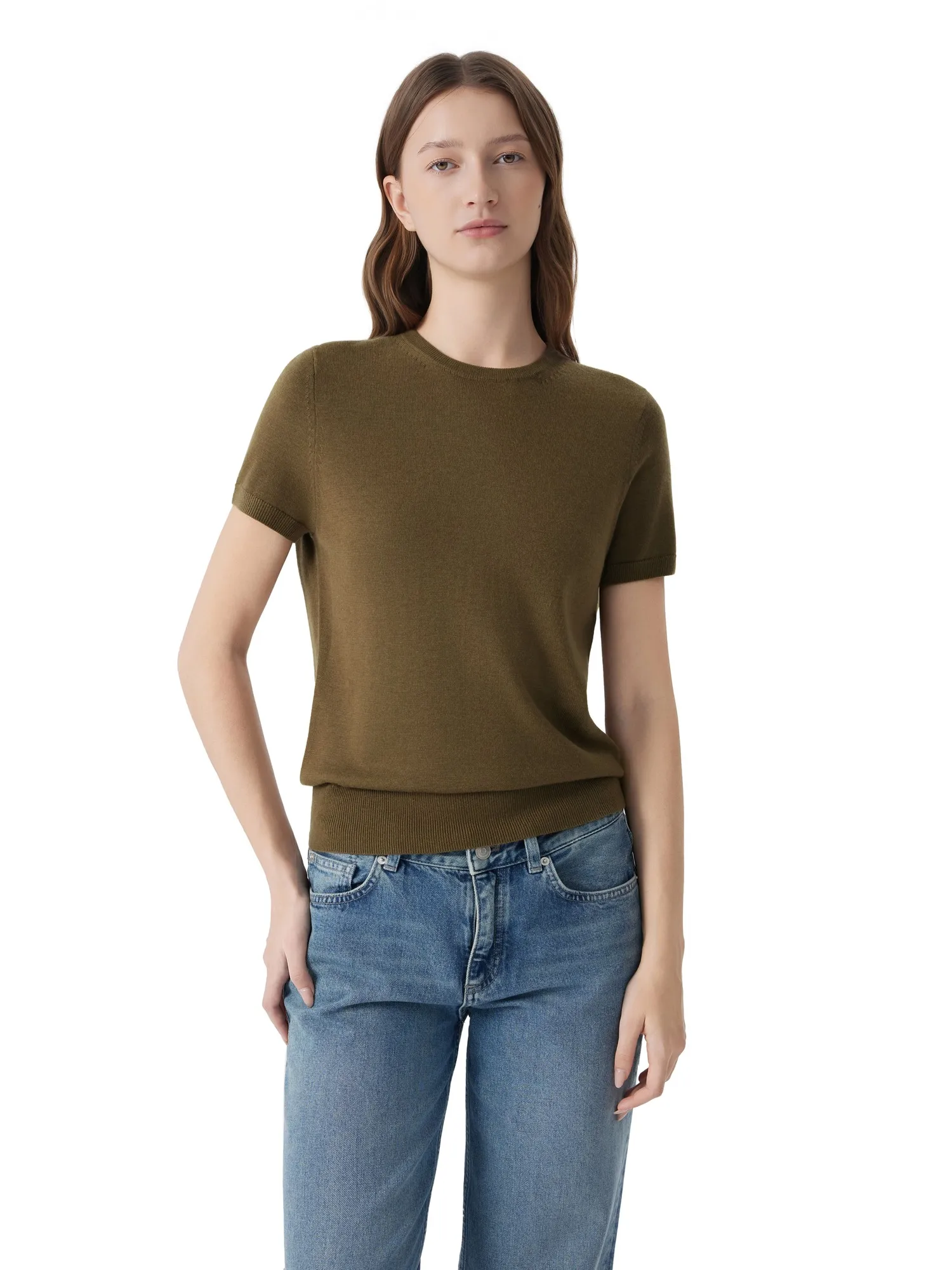 Cashmere Silk Blend Crew Neck Spring Sweater - Short Sleeve - Image 42