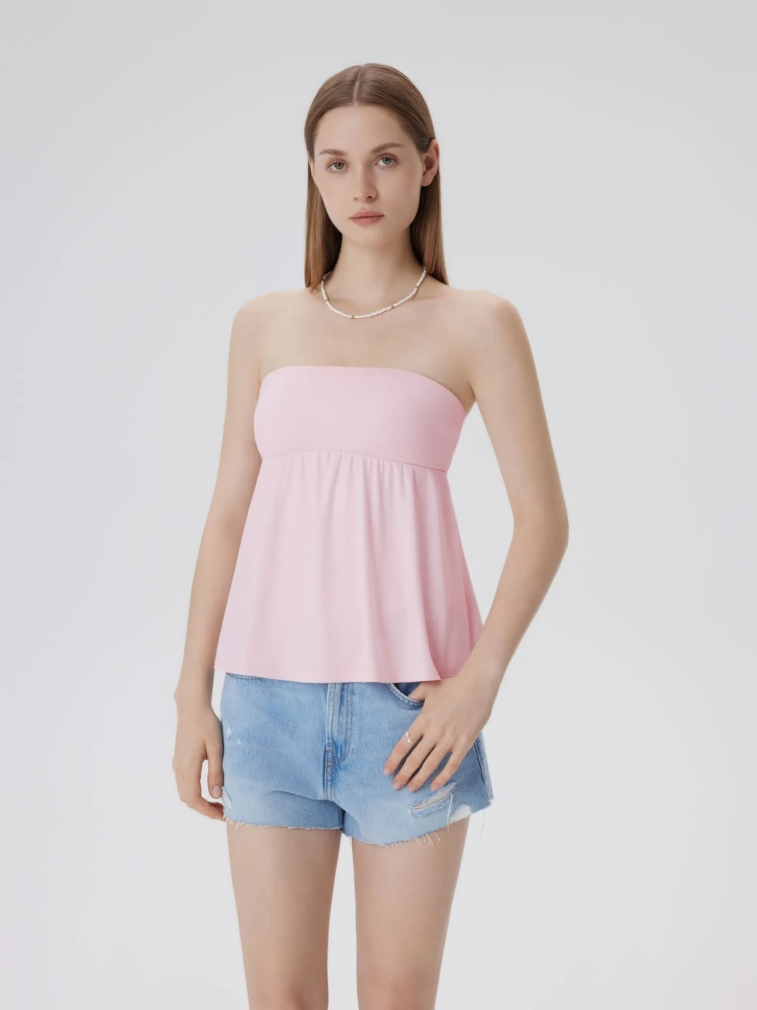 Babydoll Strapless Peplum Tank Tops - Image 10