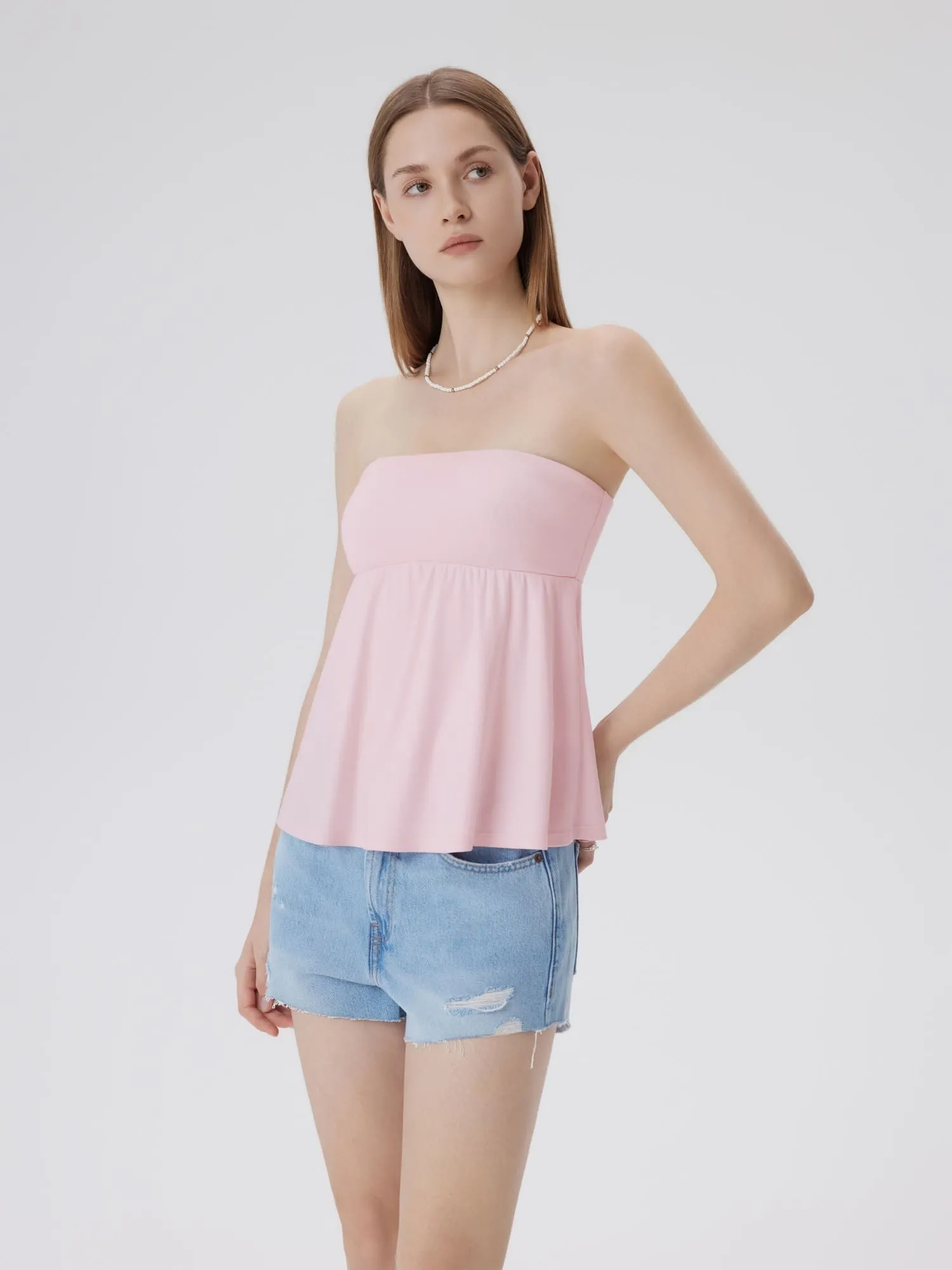 Babydoll Strapless Peplum Tank Tops - Image 11