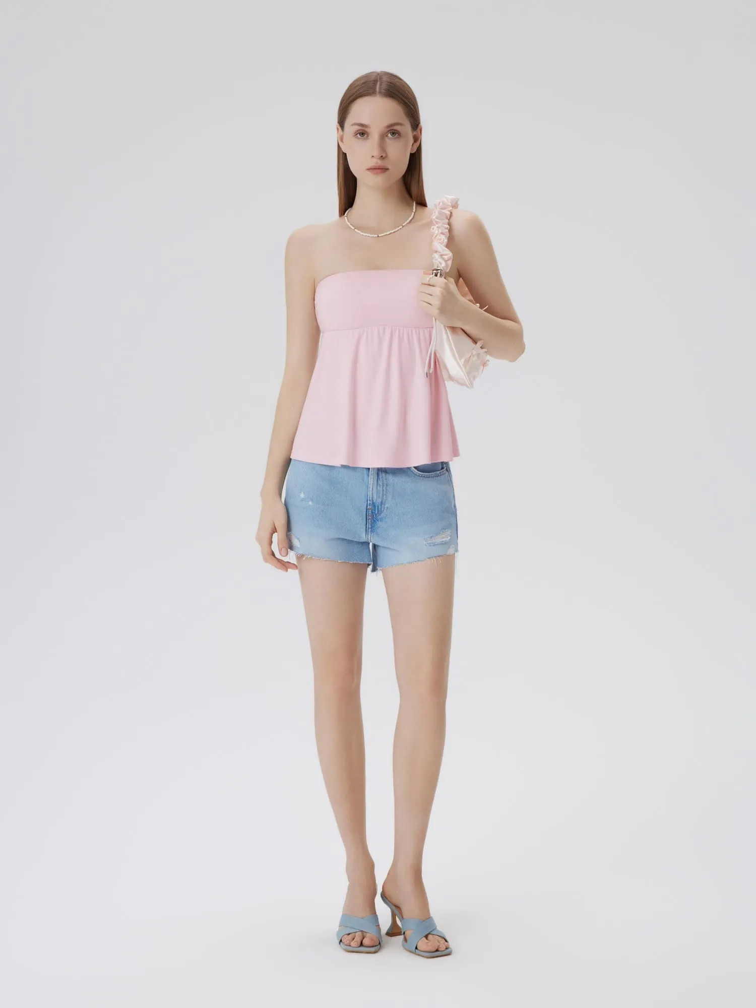 Babydoll Strapless Peplum Tank Tops - Image 13