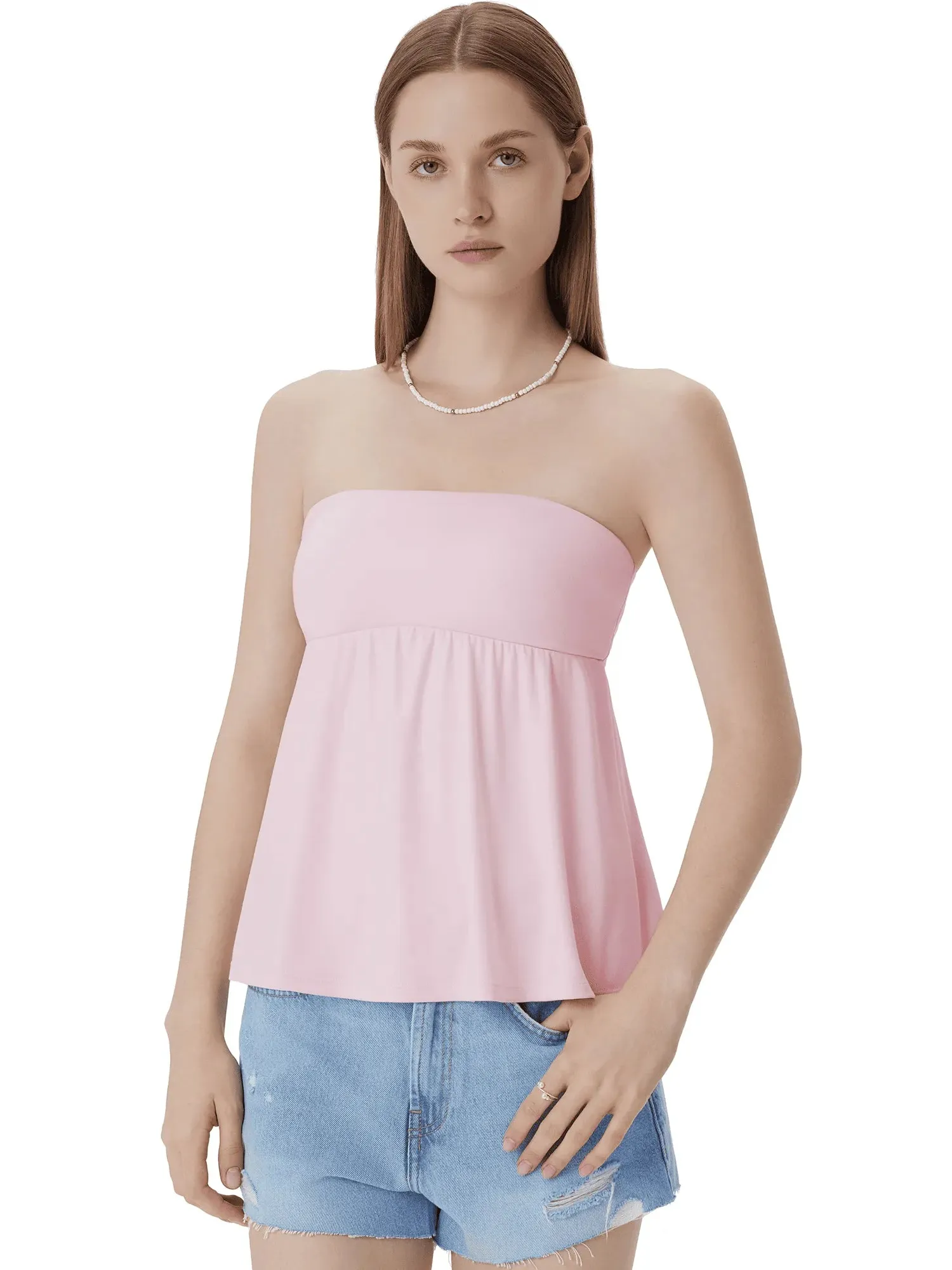Babydoll Strapless Peplum Tank Tops - Image 14