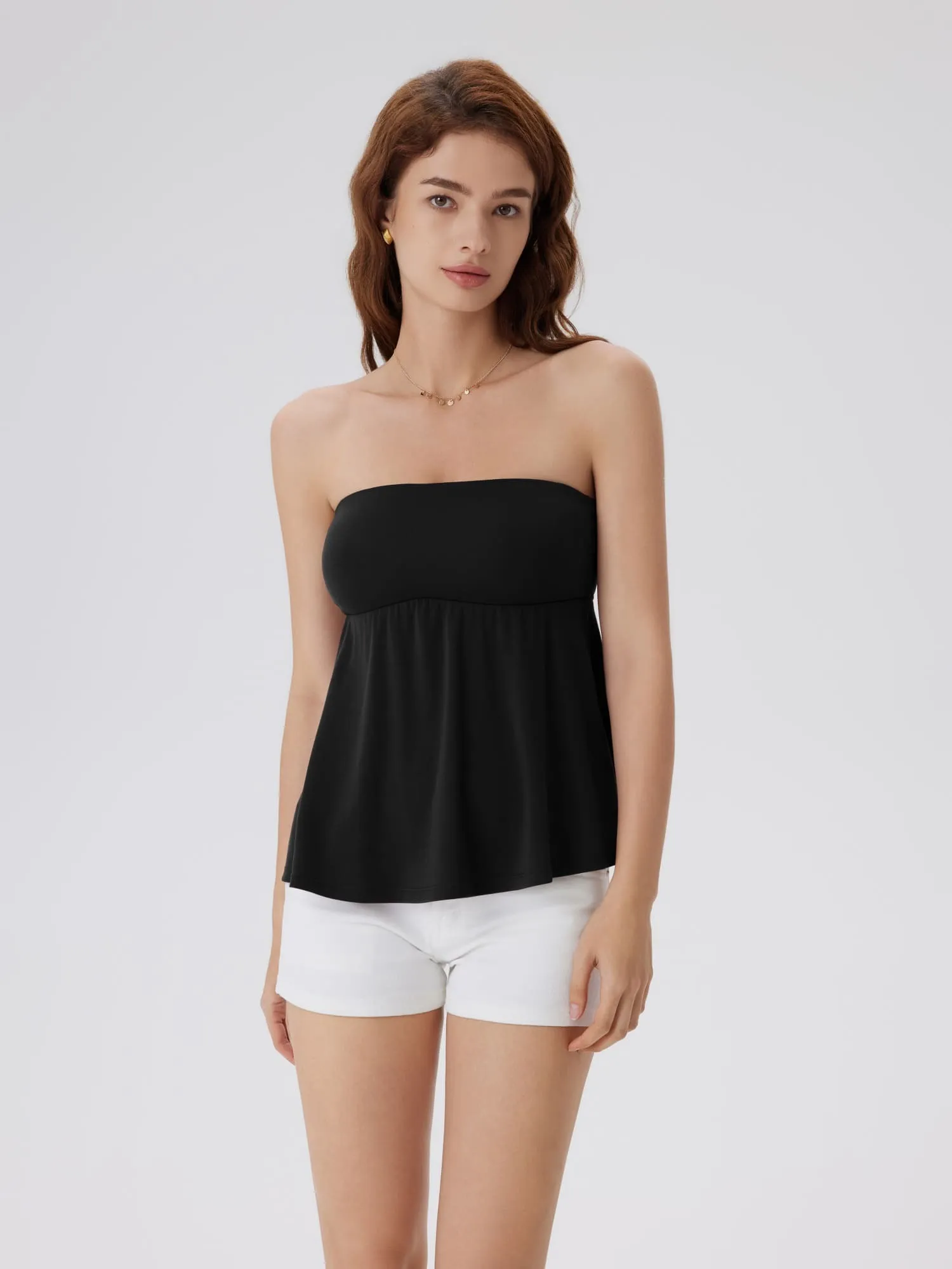 Babydoll Strapless Peplum Tank Tops - Image 16