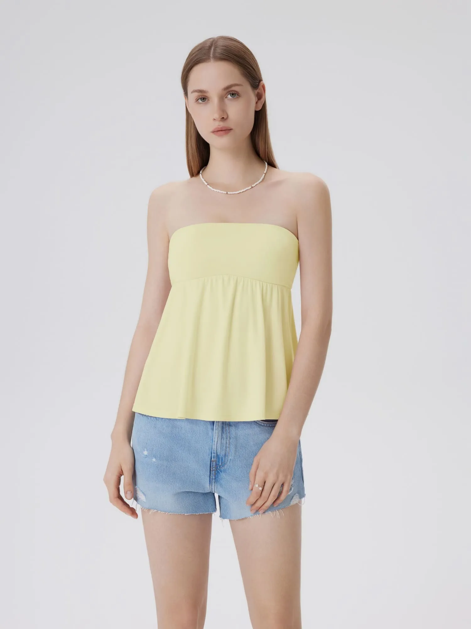 Babydoll Strapless Peplum Tank Tops - Image 29
