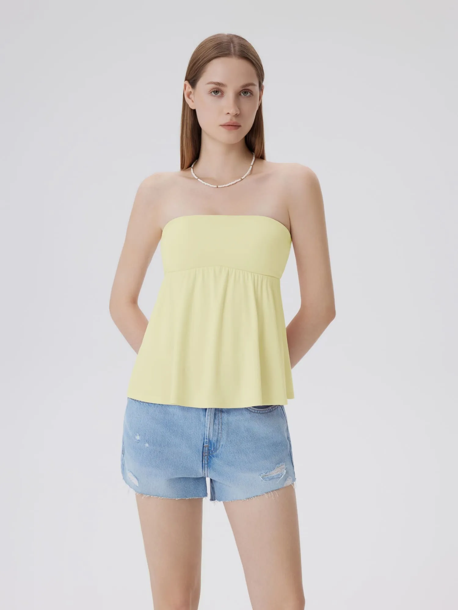 Babydoll Strapless Peplum Tank Tops - Image 30